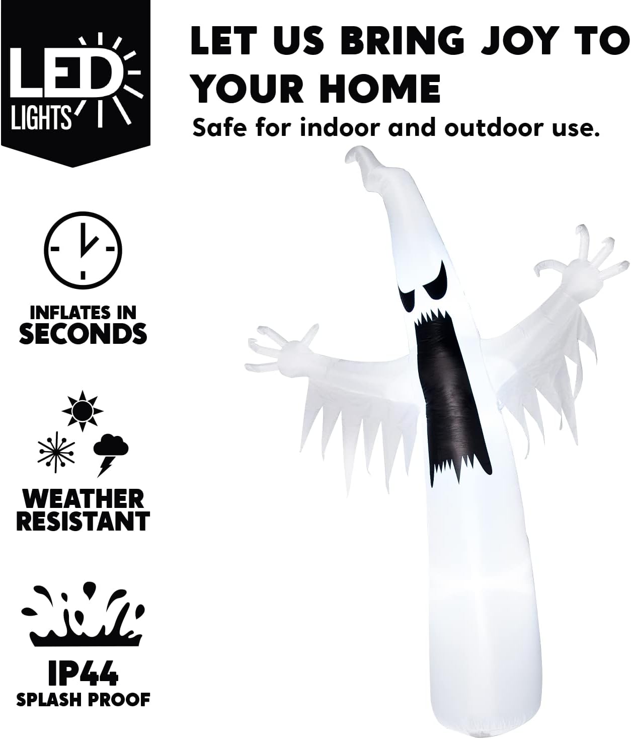 Joiedomi 12 FT Halloween Inflatables Outdoor Decorations, Scary Ghost Halloween Decor, Inflatable Ghost Blow Ups for Yard with LEDs for Outside Yard Decorations