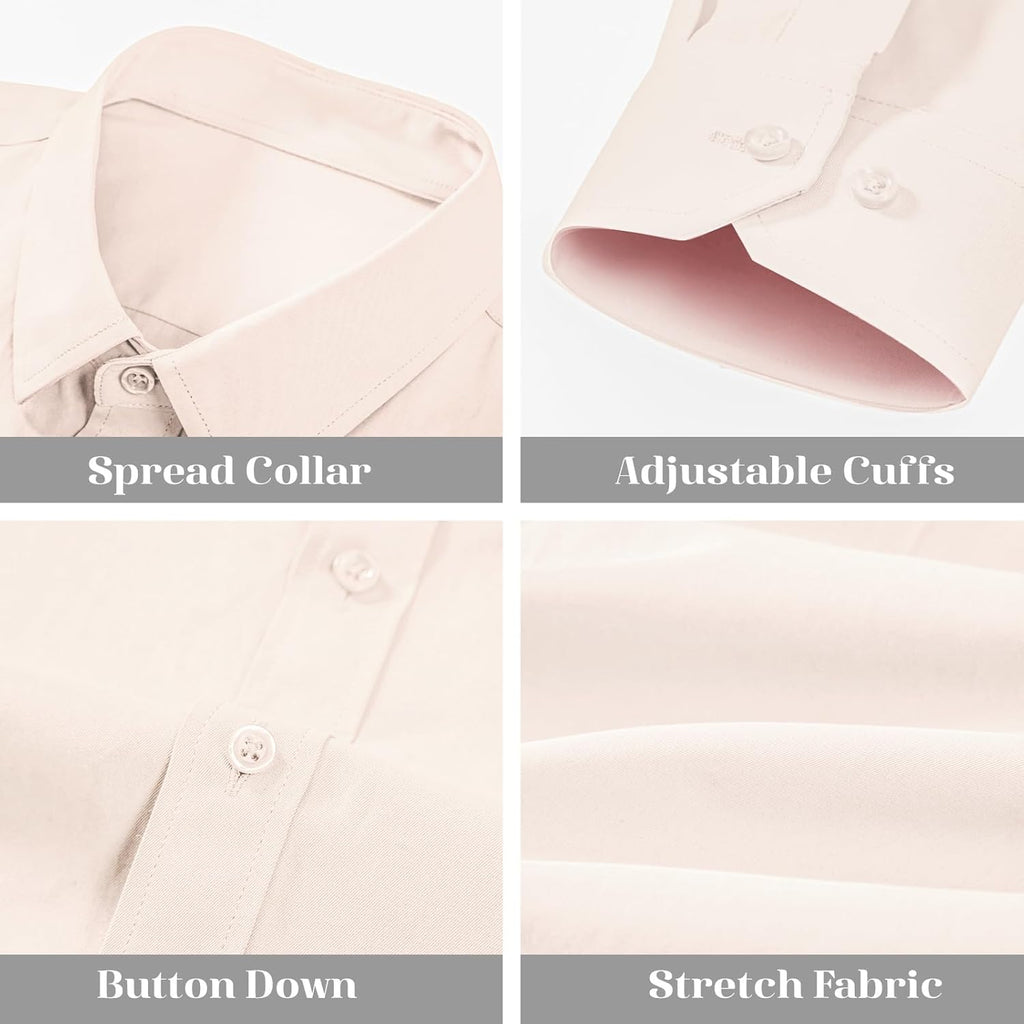 BEILU Stretch Mens Slim Fit Dress Shirts Formal Long Sleeve Button Down Shirts