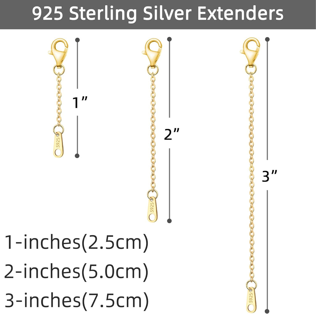 925 Sterling Silver Necklace Extender Sterling Silver Necklace Chain Extenders for Necklaces 2", 3", 4" Inches
