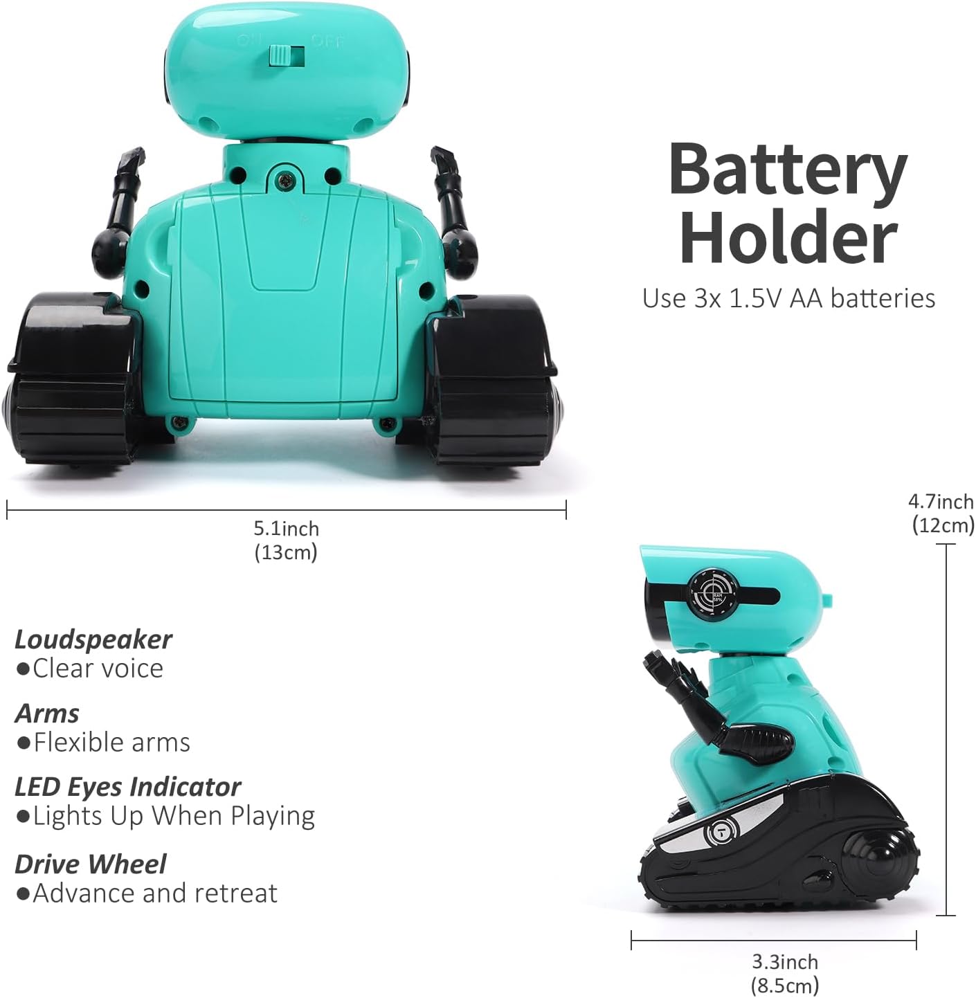 GILOBABY Robot Toys, Remote Control Robot Toy, RC Robots for Kids with LED Eyes, Flexible Head & Arms, Dance Moves and Music, Birthday Gifts for Boys Ages 3+ Years (Blue)