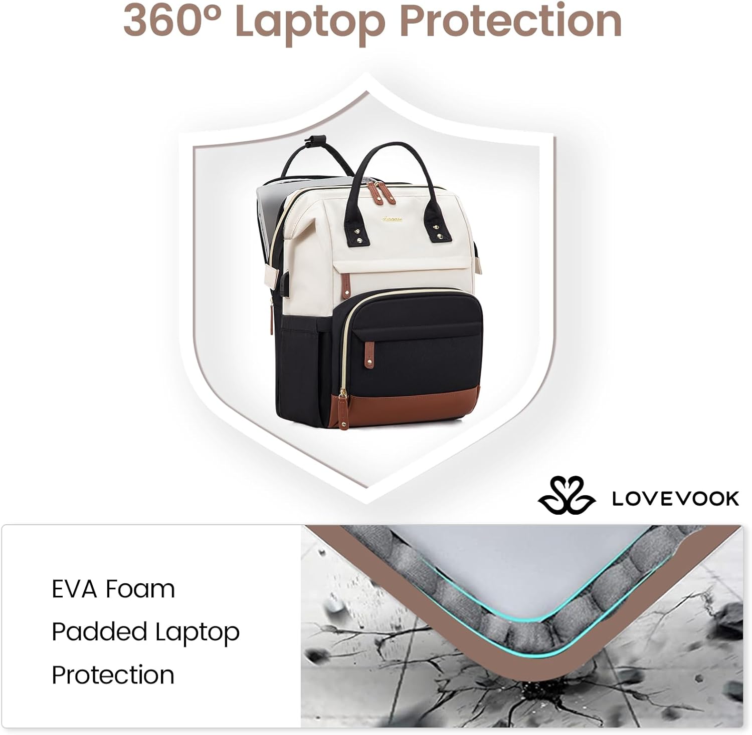 LOVEVOOK Laptop Backpack for Women, 15.6 Inch Work Business Backpacks Purse With Large Capacity, Waterproof Nurse Bag College Bookbag for School, Waterproof Casual Daypack for Travel