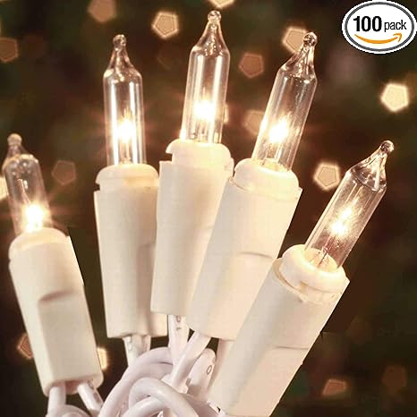 Christmas Lights 100 Count Mini Clear Lights 21ft White Wire Christmas Tree String Lights Set for Outdoor Indoor Christmas Decorations Wedding Decorations Valentines Day Decor,UL Certified (21feet)
