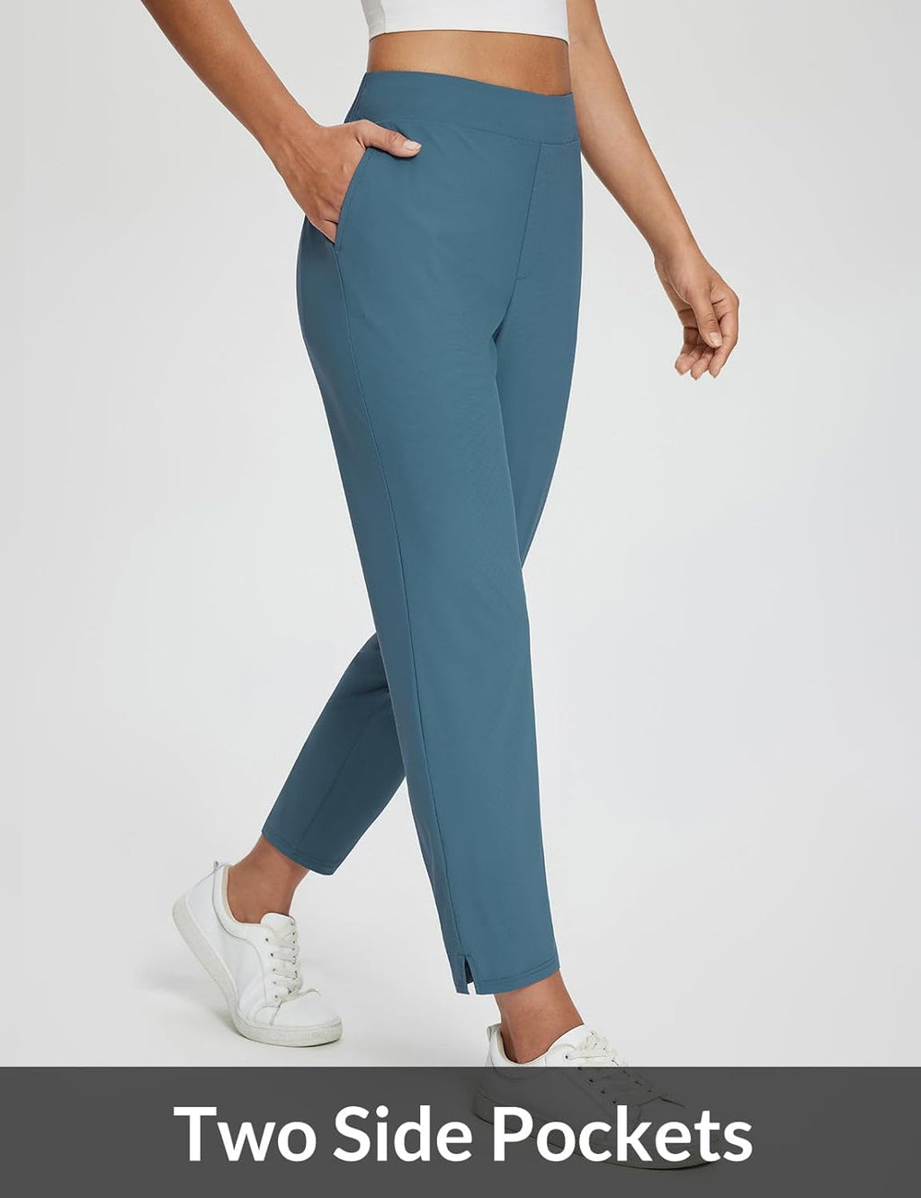 baleaf Womens Travel Pants Lightweight Stretch with Zipper Pockets Petite Ankle Dressy Golf Work Business Casual Slacks