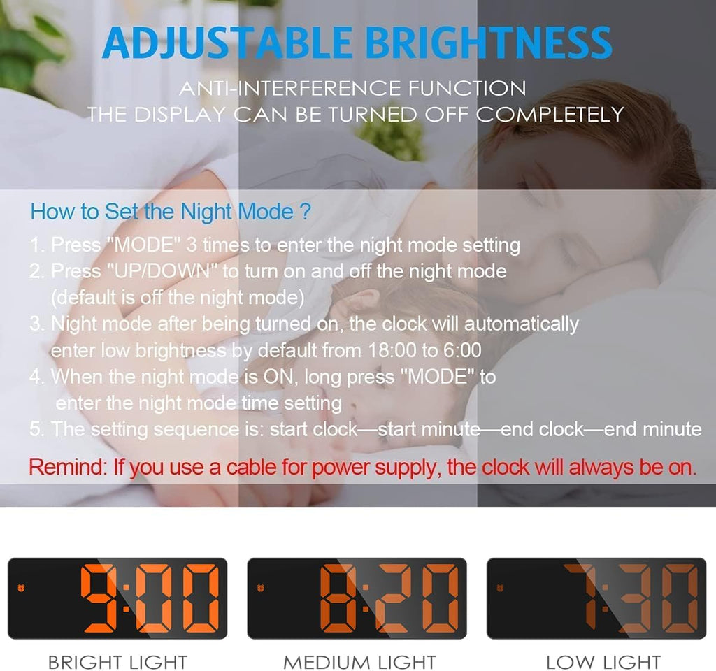 AMIR Digital Alarm Clock, [Upgraded Version] LED Clock for Bedroom, Electronic Desktop Clock with Type-C Port,Adjustable Brightness,DST,Snooze,12/24H Display for Home,Office