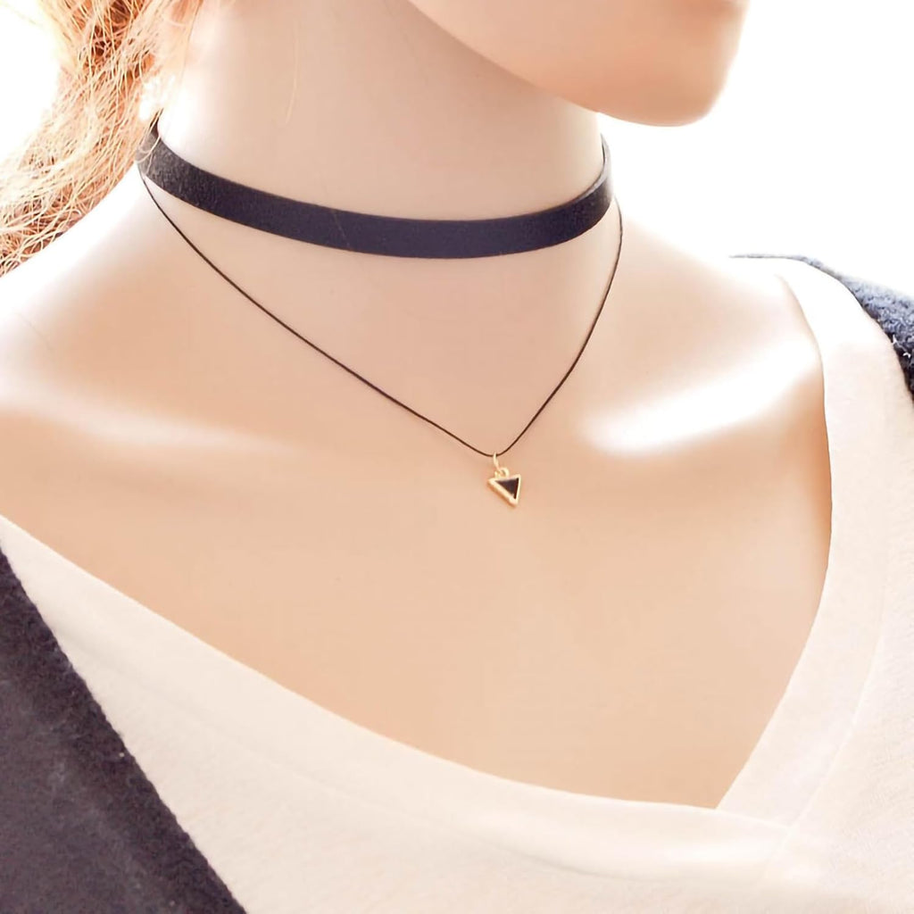 Fesciory Black Necklaces for Women, Adjustable Layered Velvet Leather Lace Collar Necklace, Goth Jewelry Gifts.