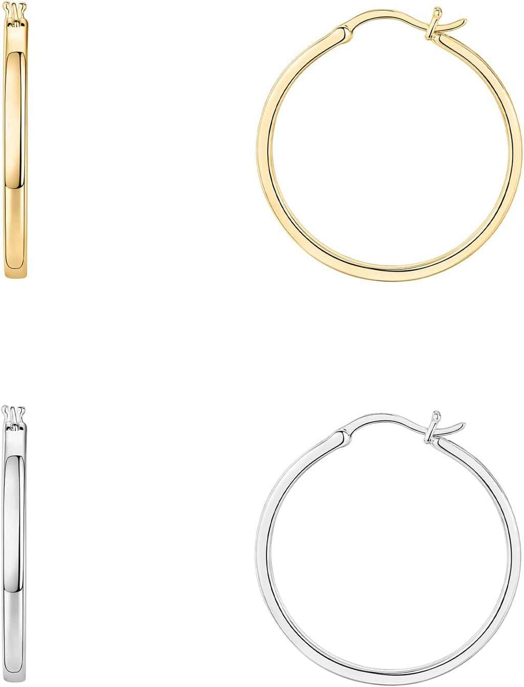 PAVOI 14K Gold Plated 925 Sterling Silver Post Lightweight Hoops | 20mm - 30mm Earring | Gold Hoop Earrings for Women