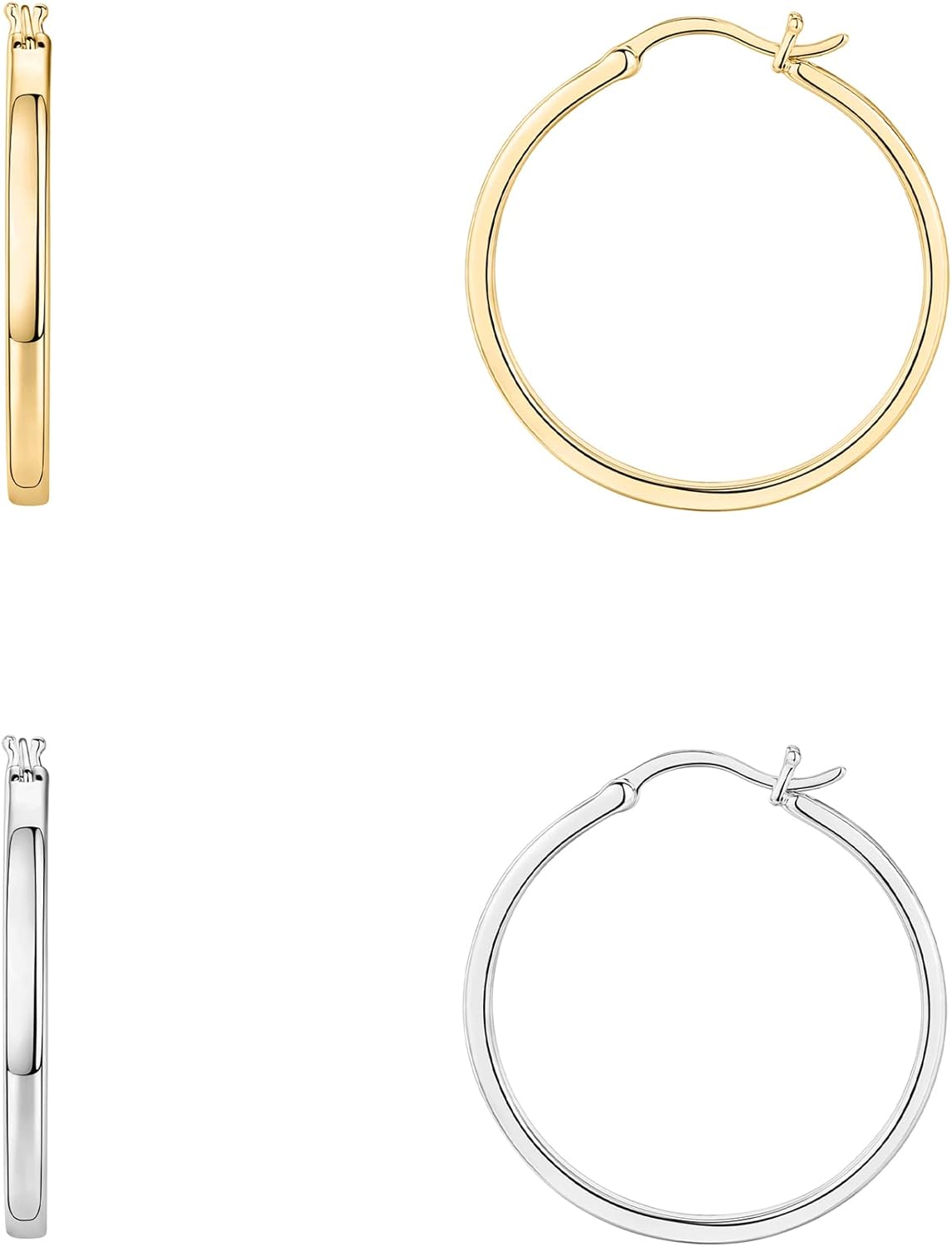 PAVOI 14K Gold Plated 925 Sterling Silver Post Lightweight Hoops | 20mm - 30mm Earring | Gold Hoop Earrings for Women