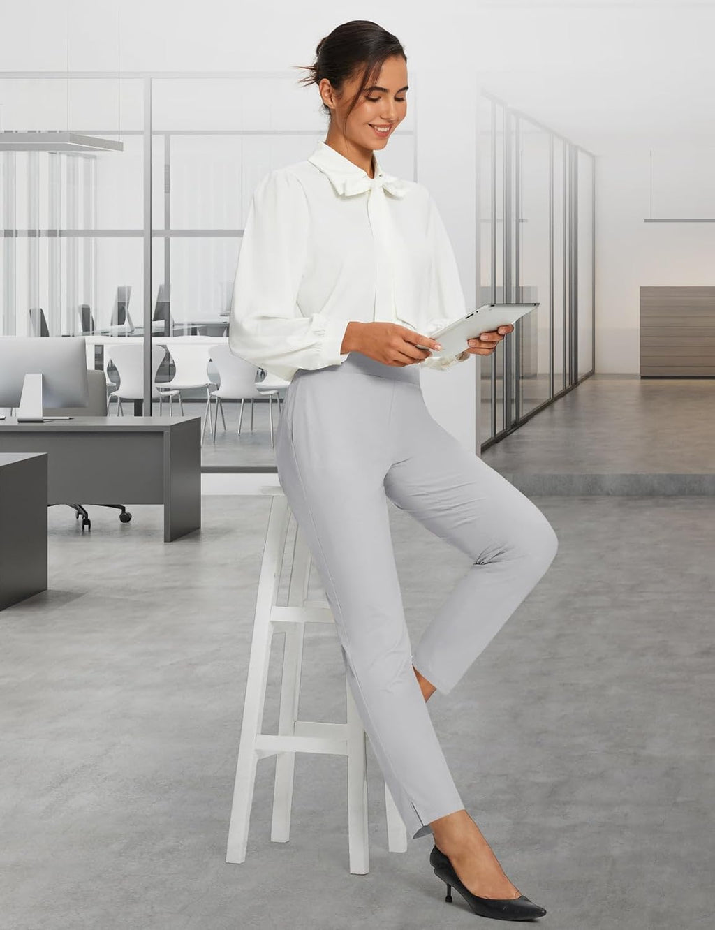 baleaf Womens Travel Pants Lightweight Stretch with Zipper Pockets Petite Ankle Dressy Golf Work Business Casual Slacks