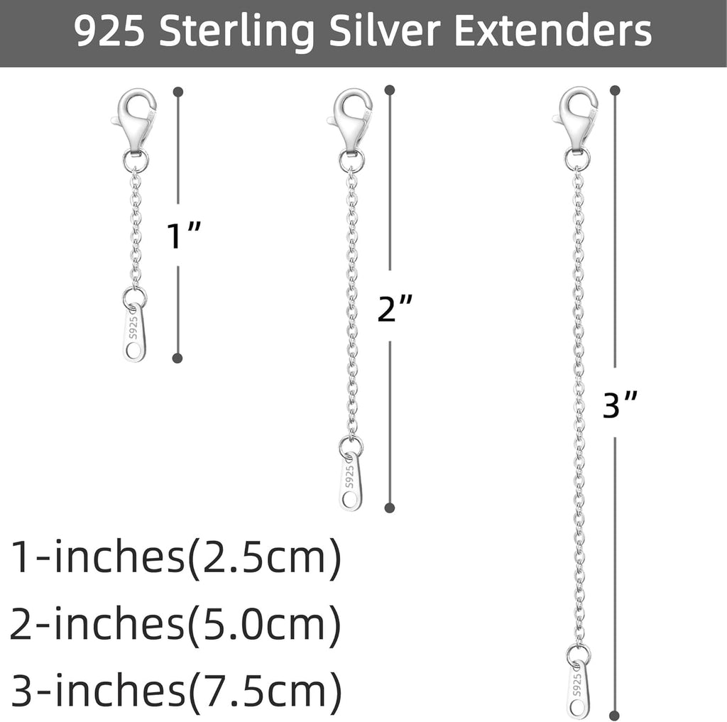 925 Sterling Silver Necklace Extender Sterling Silver Necklace Chain Extenders for Necklaces 2", 3", 4" Inches