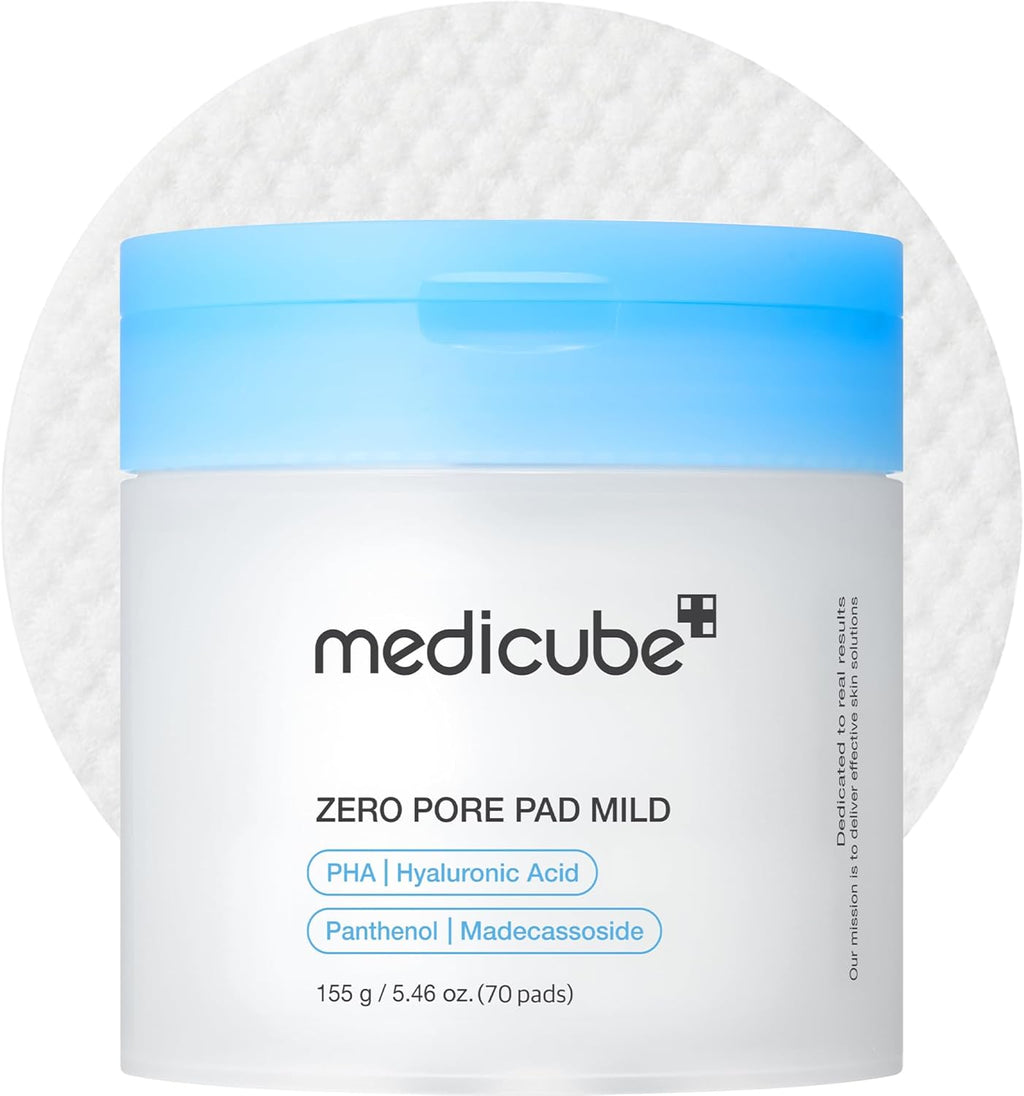 Medicube Zero Pore Pads 2.0, Dual-Textured Facial Toner Pads for Exfoliation and Pore Care with 4.5% AHA Lactic Acid & 0.45% BHA Salicylic Acid, Ideal for All Skin Types, Korean Skin Care (70 units)