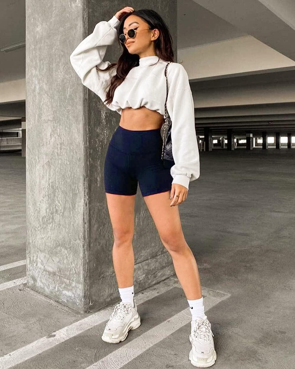 FULLSOFT High Waisted Biker Shorts for Women-5" Tummy Control Fitness Athletic Workout Running Yoga Gym Shorts