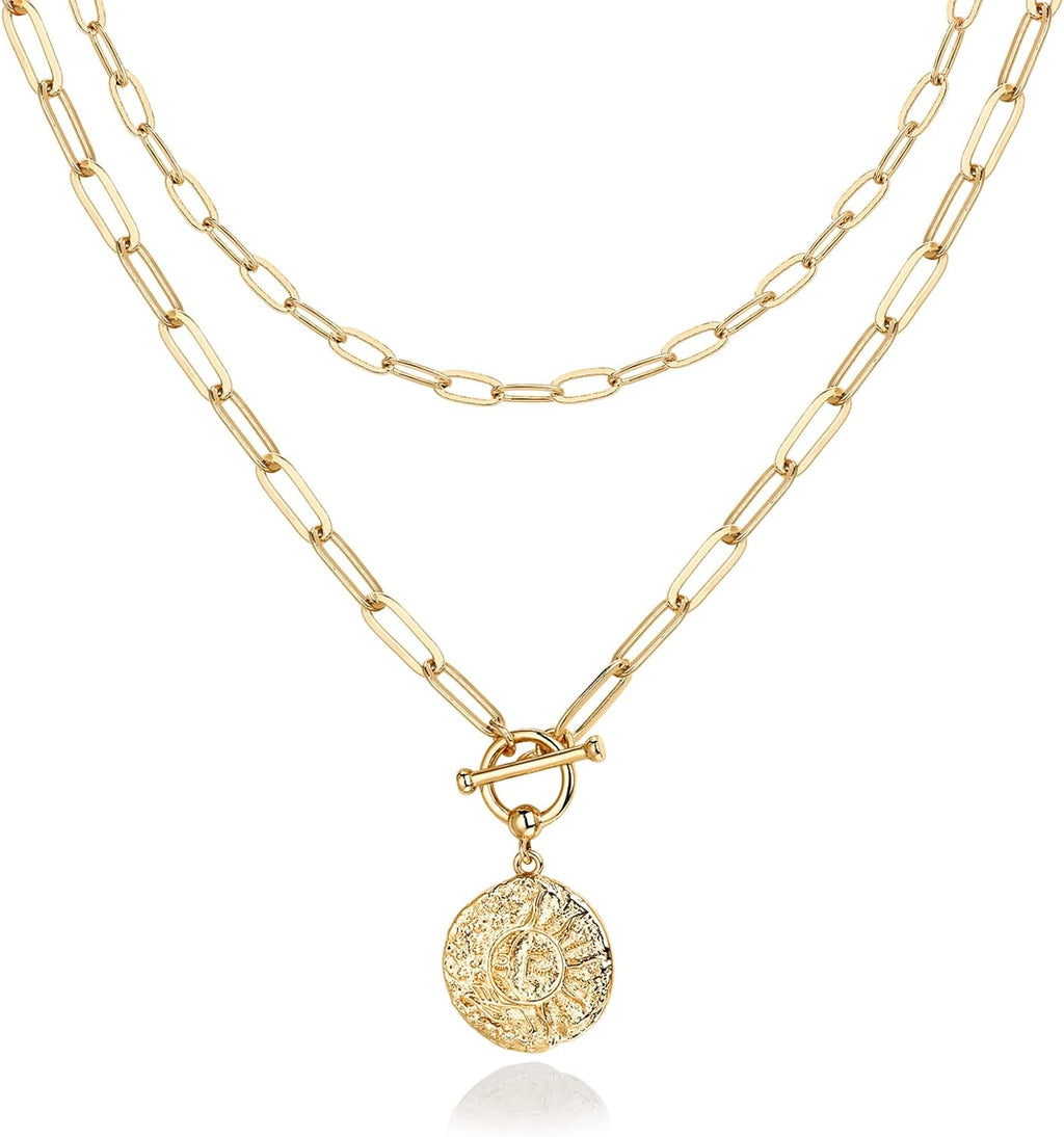 PAVOI 14K Gold Plated Layering Necklaces | Stylish Minimalist Design Pendant Necklaces | Bar, Circle, Lotus, Disc, Dog Tag, Horizontal Bar Pendants for Women