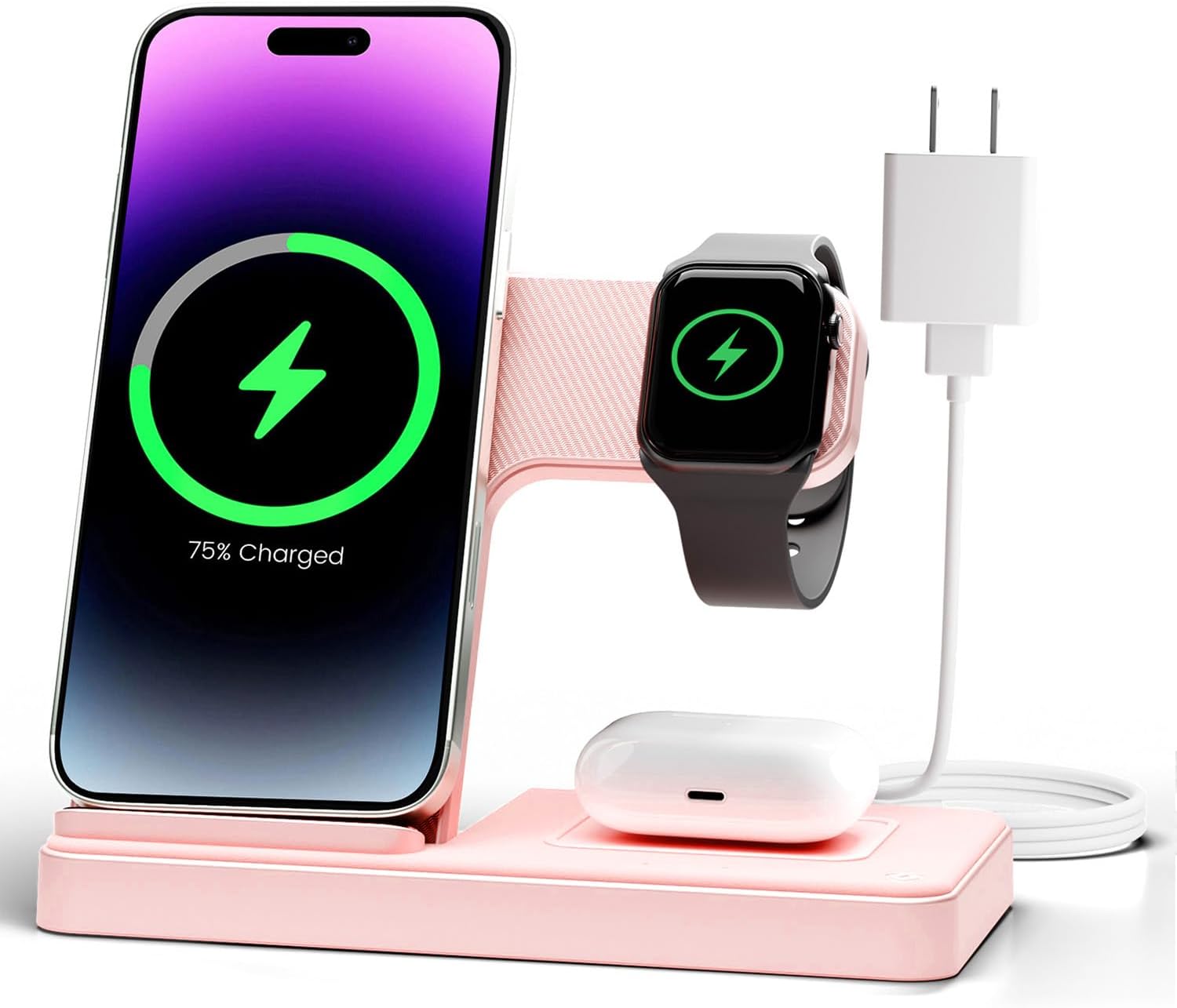 Wireless Charger iPhone Charging Station: 3 in 1 Charger Stand Multiple Devices for Apple - iPhone 17 16e 16 15 14 Pro Max 13 12 11 - Watch 10 9 8 7 6 5 4 3 2 SE and Ultra Series - Airpods 4 3 Pro