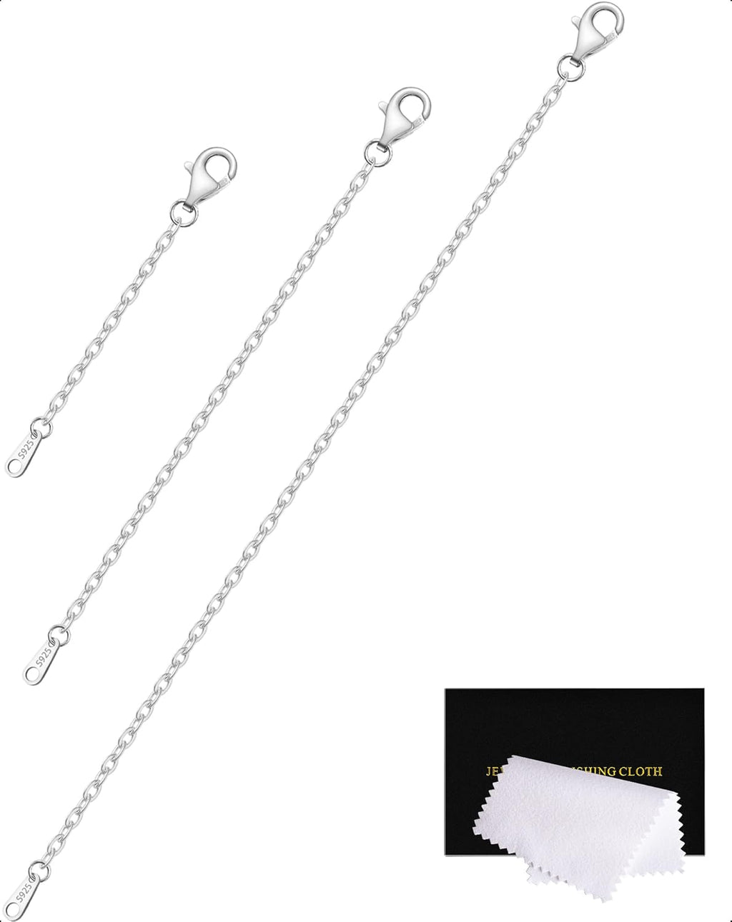 925 Sterling Silver Necklace Extender Sterling Silver Necklace Chain Extenders for Necklaces 2", 3", 4" Inches