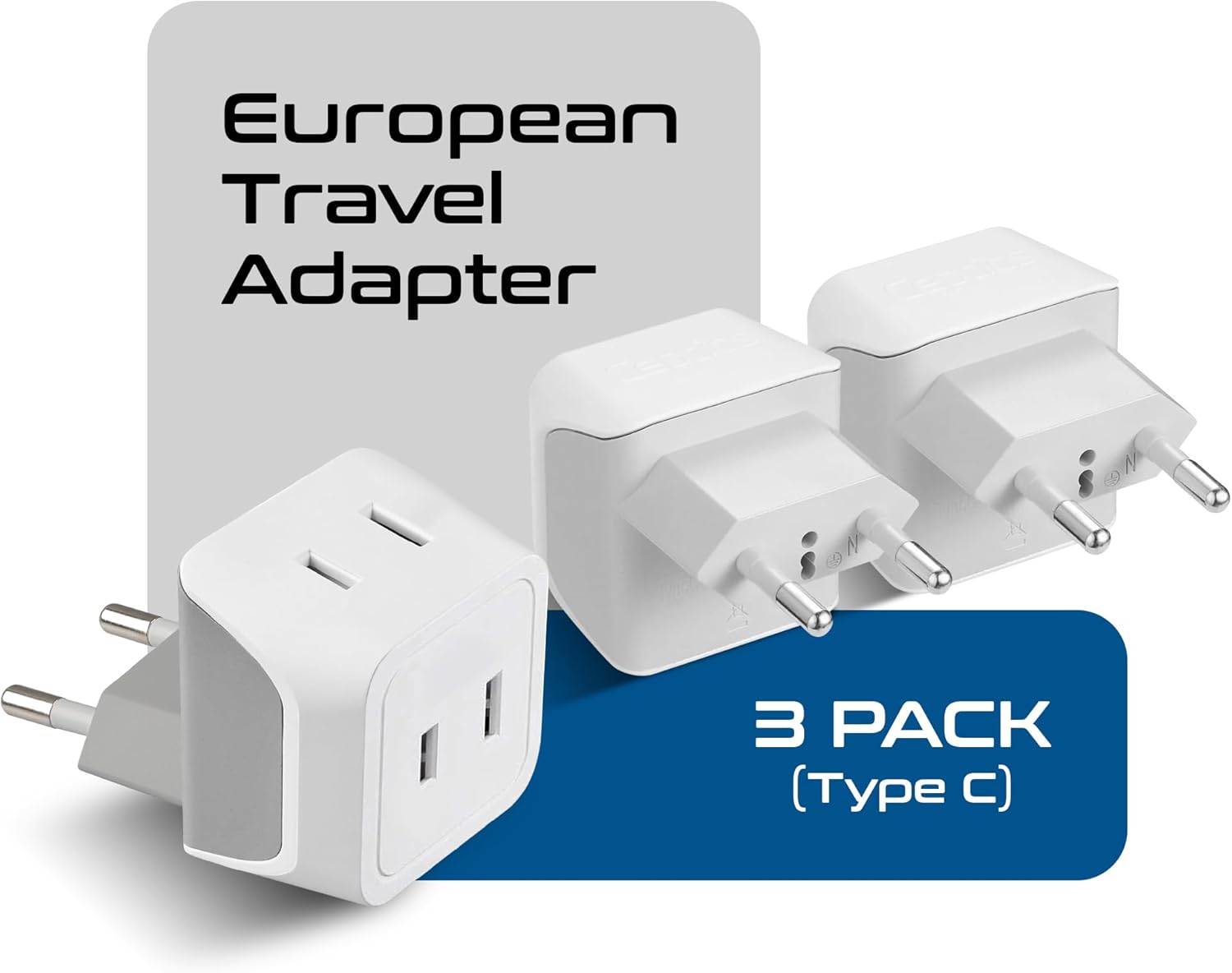 Ceptics Universal Travel Adapter, 35W International Power Adapter with PD & QC 3.0 Dual USB-C, 3 USB Travel Adapter Worldwide, Type I C G A Outlets 110V 220V A/C - EU Euro US UK (11-KU)