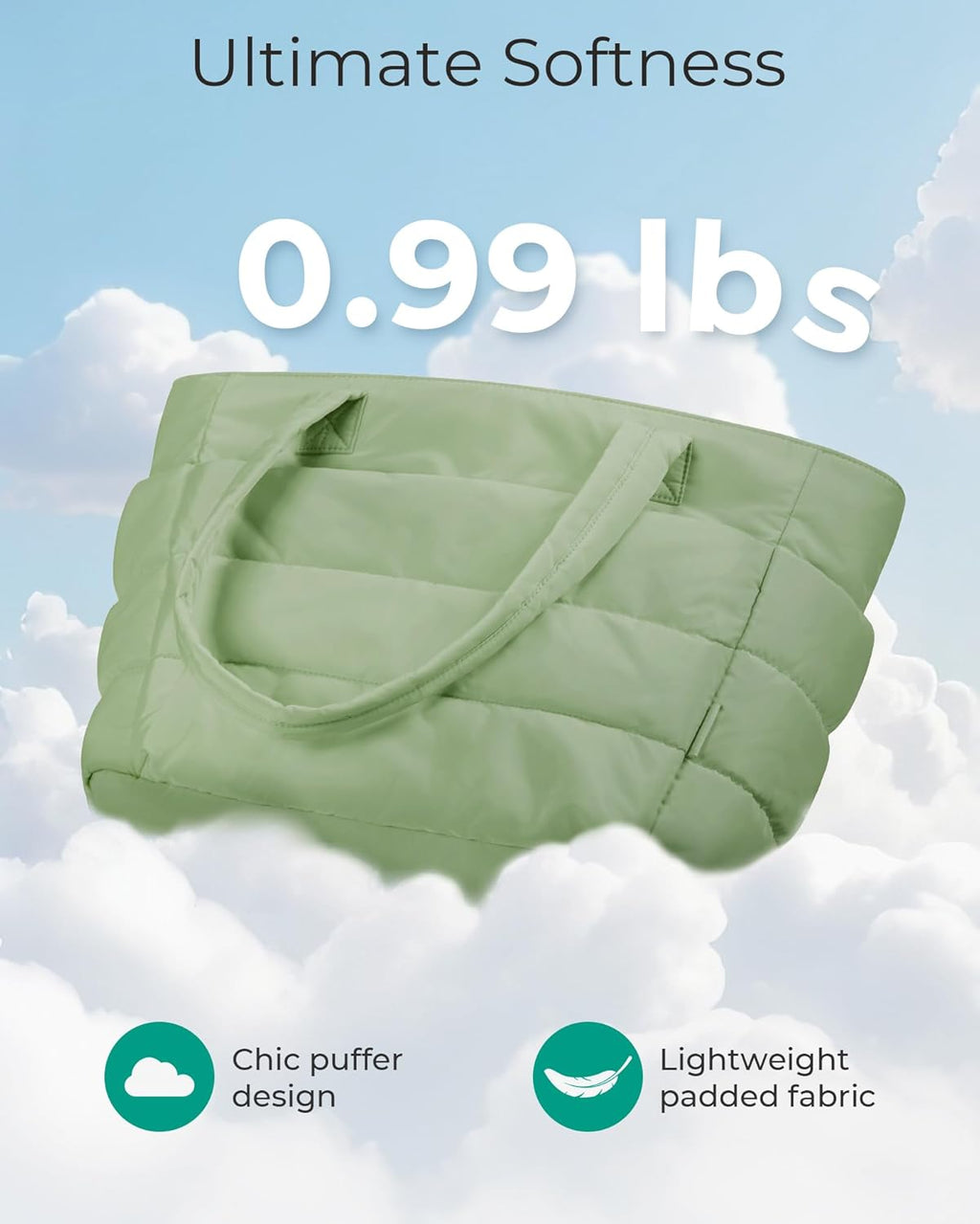 BAGSMART Tote Bag for Women, Lightweight Puffy Tote Bag with Compartments Shoulder Bag Handbag for Travel, Work, Gym