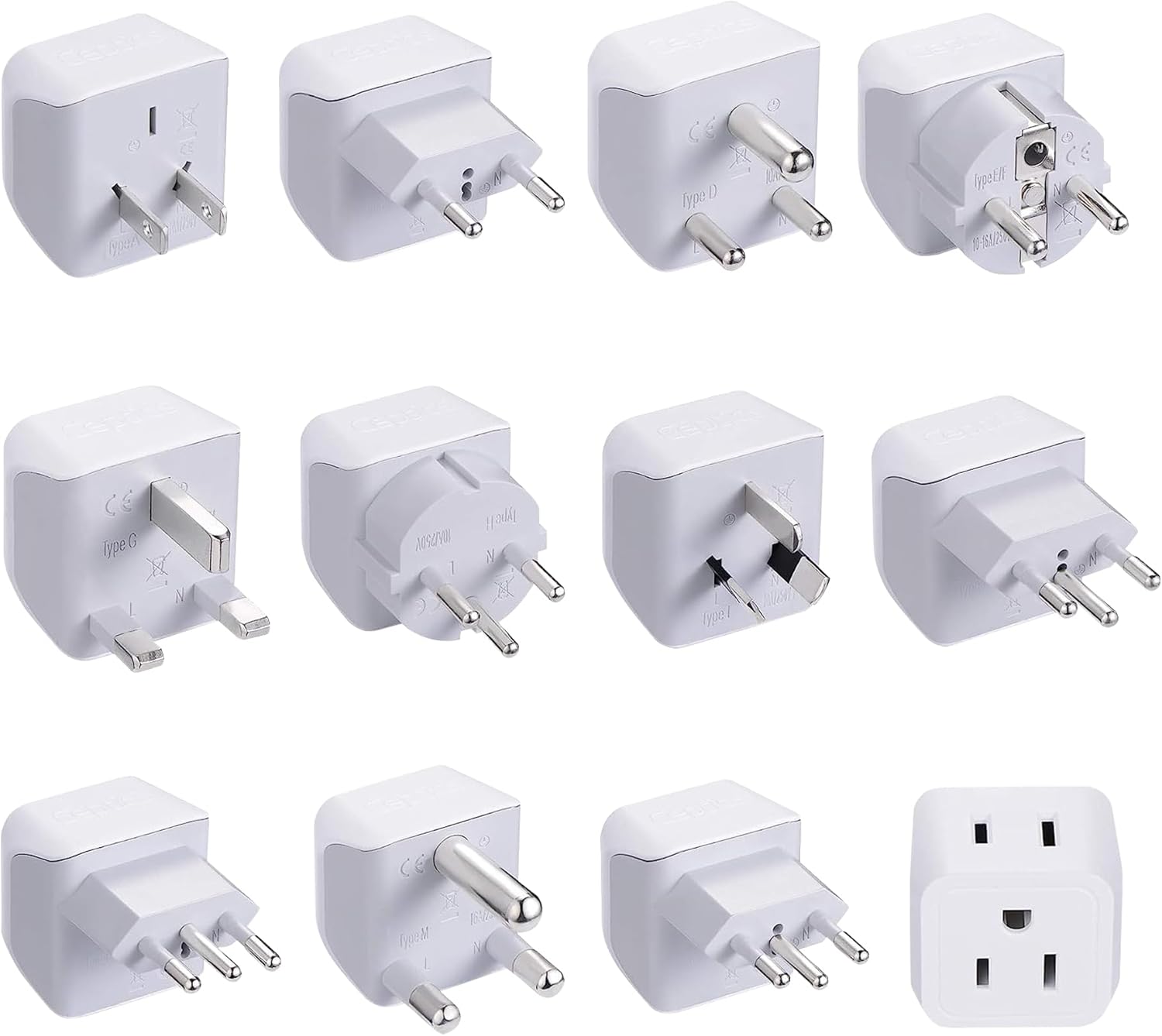 Ceptics Universal Travel Adapter, 35W International Power Adapter with PD & QC 3.0 Dual USB-C, 3 USB Travel Adapter Worldwide, Type I C G A Outlets 110V 220V A/C - EU Euro US UK (11-KU)