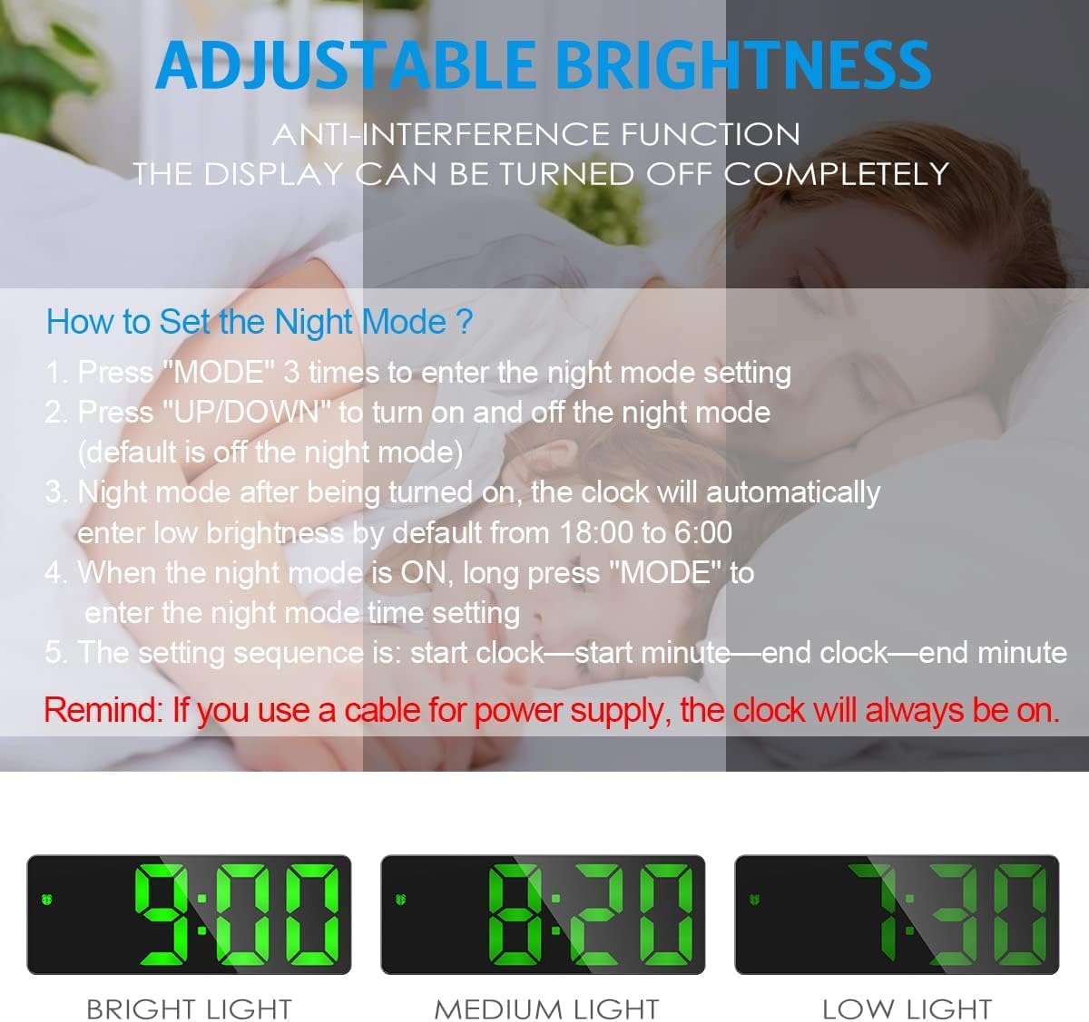 AMIR Digital Alarm Clock, [Upgraded Version] LED Clock for Bedroom, Electronic Desktop Clock with Type-C Port,Adjustable Brightness,DST,Snooze,12/24H Display for Home,Office