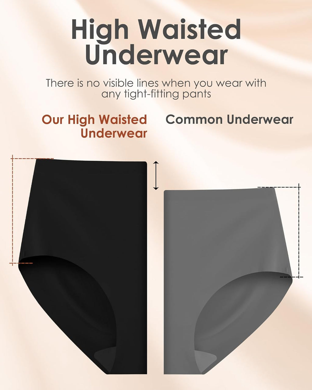 Kalapa Womens Underwear Seamless Full Coverage Breathable Briefs No Show Silky Stretch High Waisted Ladies Panties 6 Pack