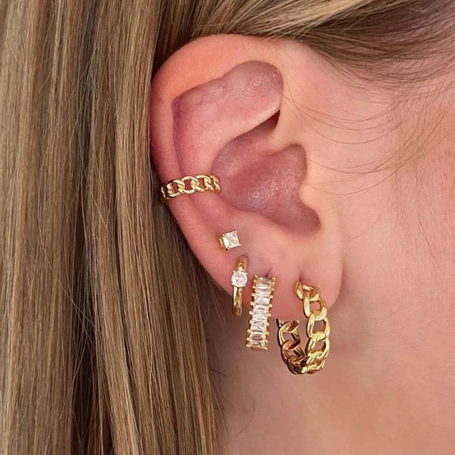 Gold Hoop Earrings Set for Women, 12 Pairs Hypoallergenic Large/Big Thin Thick Gold Hoops Earrings Loop Pack for Jewelry Gift 40mm/50mm