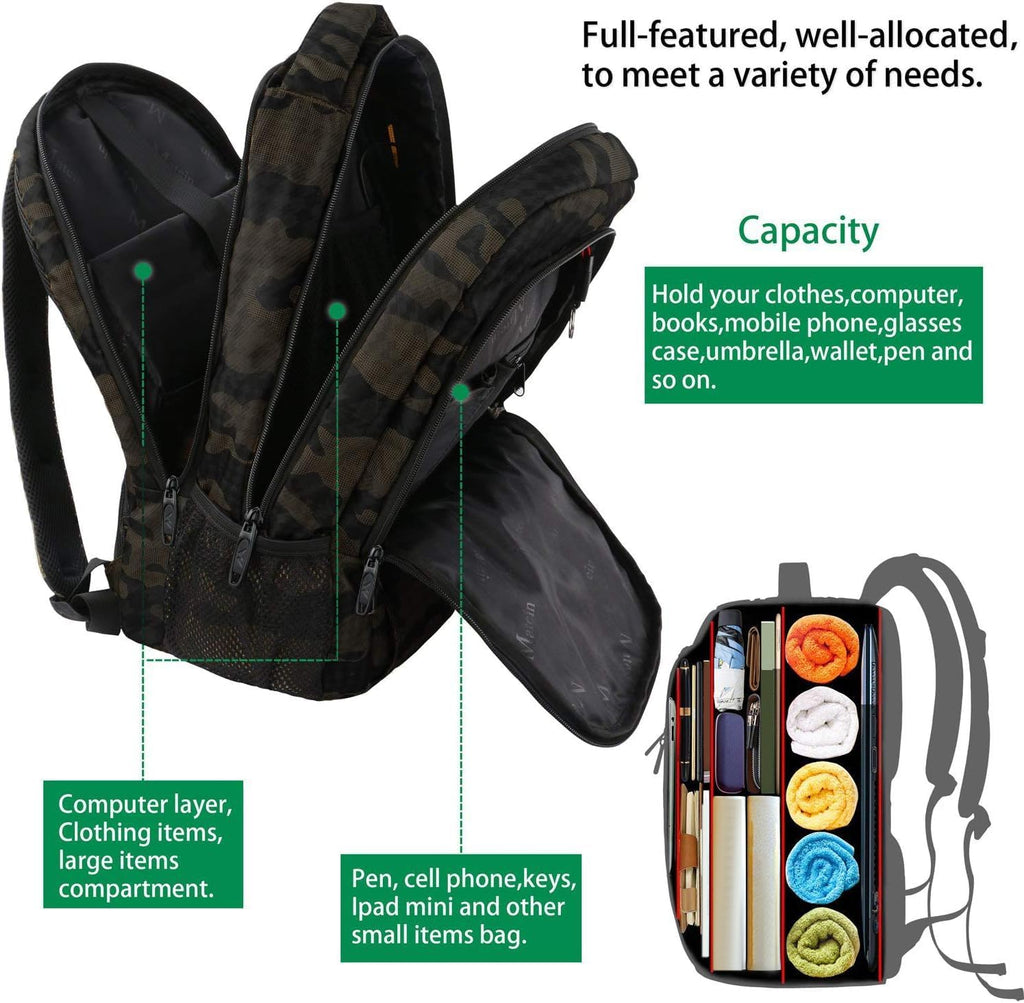 MATEIN Travel Laptop Backpack, Business Anti Theft Slim Sturdy Laptops Backpack with USB Charging Port, Water Resistant College School Computer Bag Gift for Men & Women Fits 15.6 Inch Notebook, Grey