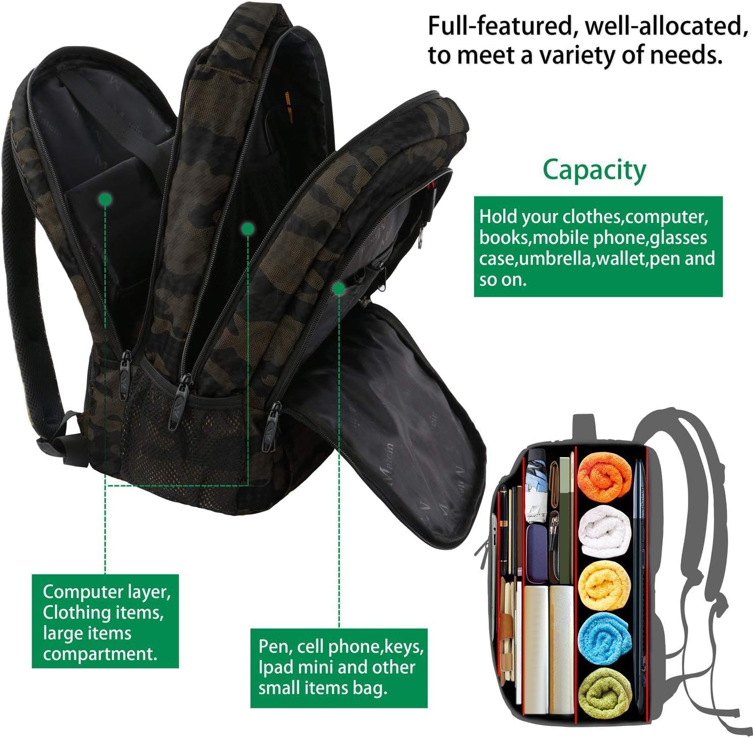 MATEIN Travel Laptop Backpack, Business Anti Theft Slim Sturdy Laptops Backpack with USB Charging Port, Water Resistant College School Computer Bag Gift for Men & Women Fits 15.6 Inch Notebook, Grey