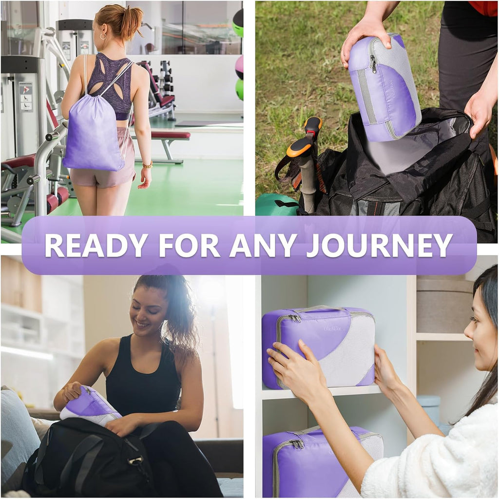 10 Set/8 Set Packing Cubes for Travel, Gifts for Women Mom,Anti-Tearing Suitcase Organizer for Luggage with Shoe & Hanging Toiletry Bag,OlarHike Vacation Essentials & Accessories for Cruise Ship,Cream