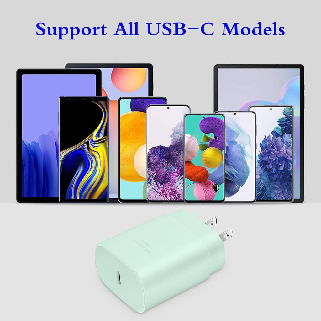 Type C Charger, 2-Pack 25W Type C Fast Charging Block with 6ft USB C Charger Cable Compatible with Galaxy S25 S24 S23 S22 S21+/Phone 16/16 Pro Max/15/15 Pro Max/15 Plus-Black