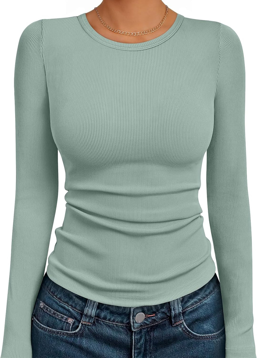 AUTOMET Long Sleeve Shirts Blouses Fall Fashion Ribbed Basic Tops Winter Clothes