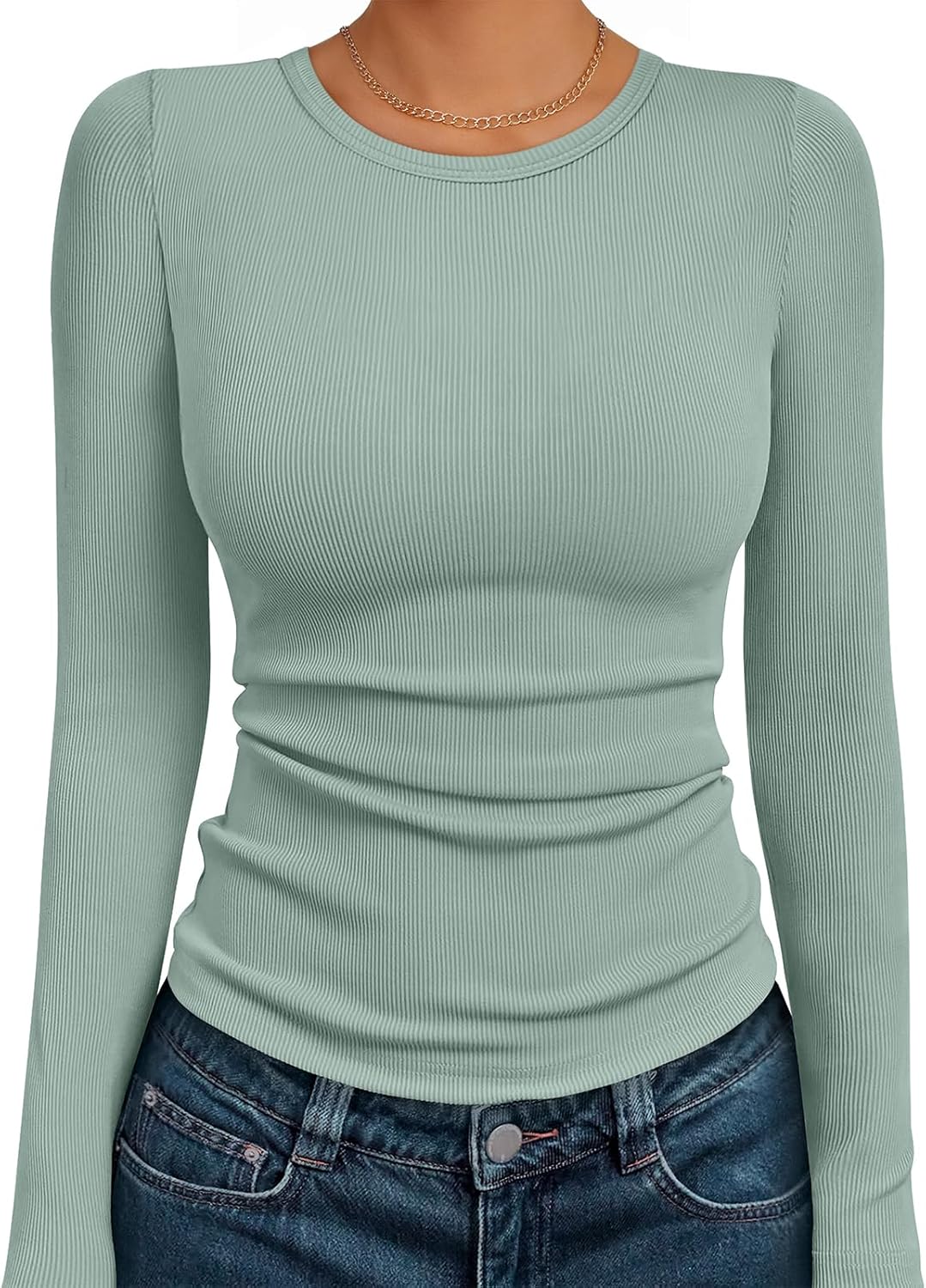 AUTOMET Long Sleeve Shirts Blouses Fall Fashion Ribbed Basic Tops Winter Clothes