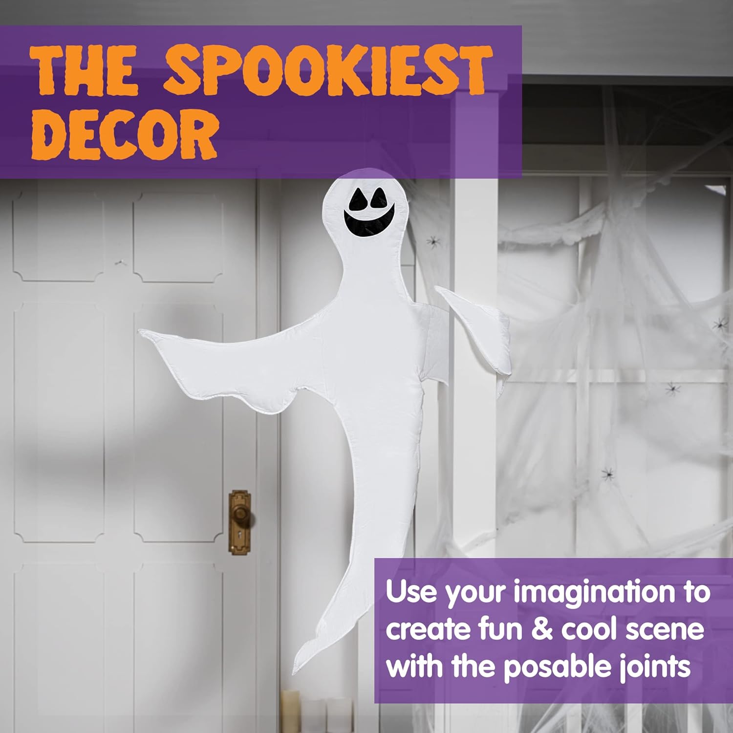 JOYIN 2 Pcs 53" Halloween Decoration Outdoor, Halloween Bendable Hanging Ghost for Lawn, Tree, Pilar Decorations, Tree Wrap Ghost Party Supplies