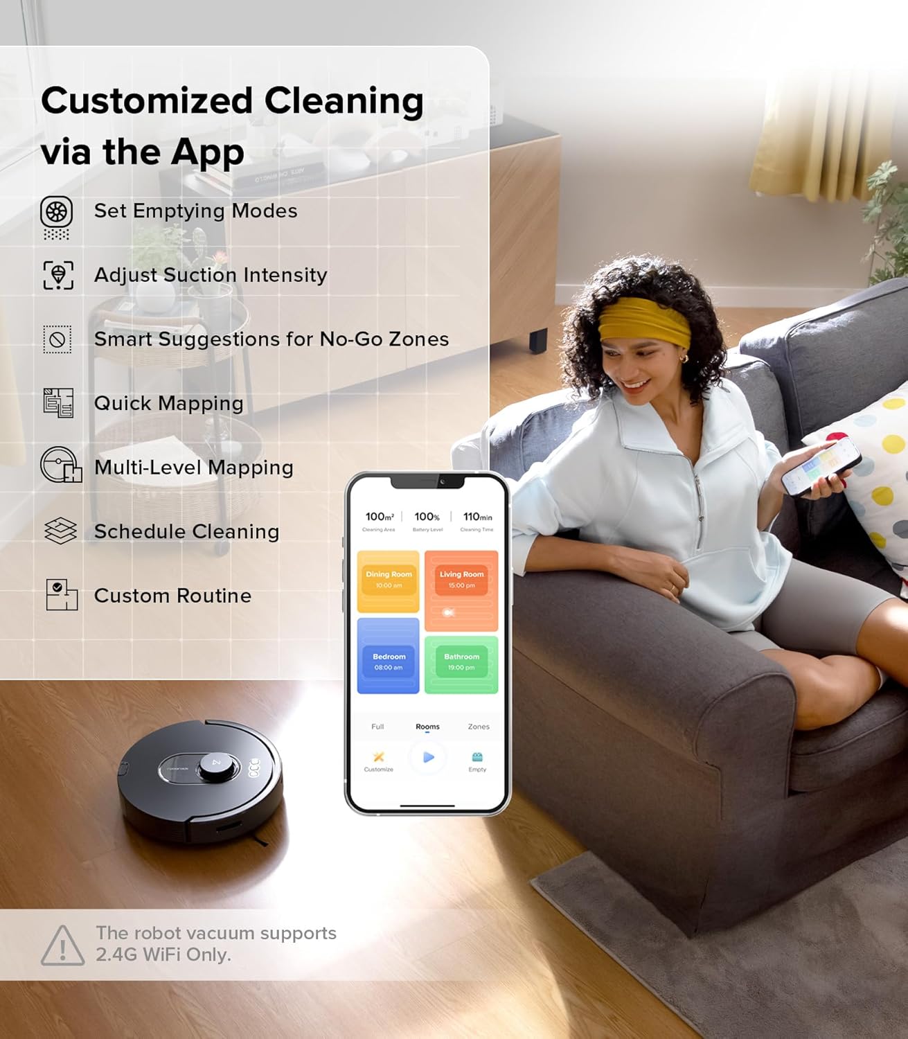 roborock Q7 M5+ Robot Vacuum and Mop, Upgraded from Q5 Max+, Up to 7-9 Weeks Self-Empty, 10000Pa Suction, Dual Anti-Tangle System for Pet Hair & Carpet, PreciSense LiDAR Navigation, App Control, Black
