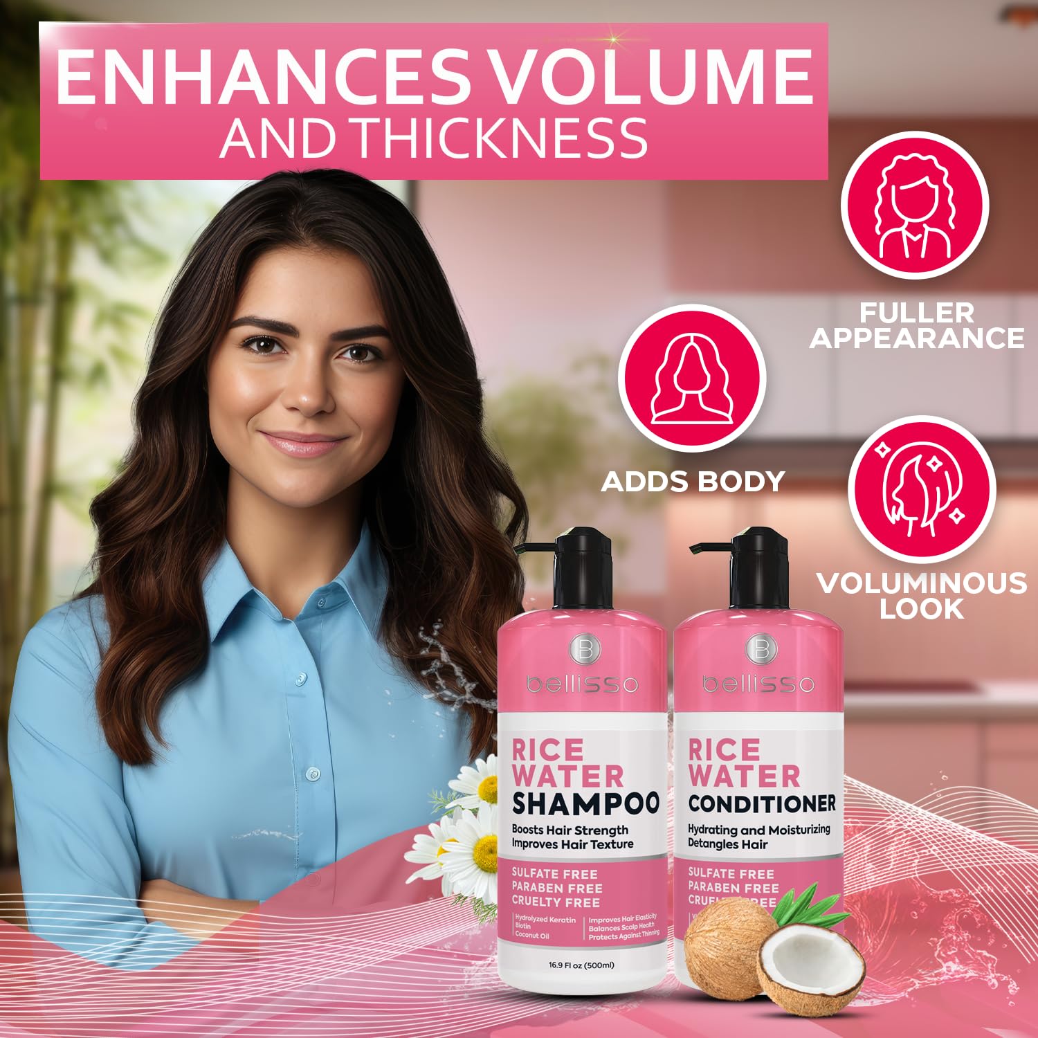 Biotin Shampoo and Conditioner Set - Sulfate and Paraben Free Treatment for Men and Women - Hair Thickening Volumizing Products to Help Boost Thinning Hair with Added Keratin