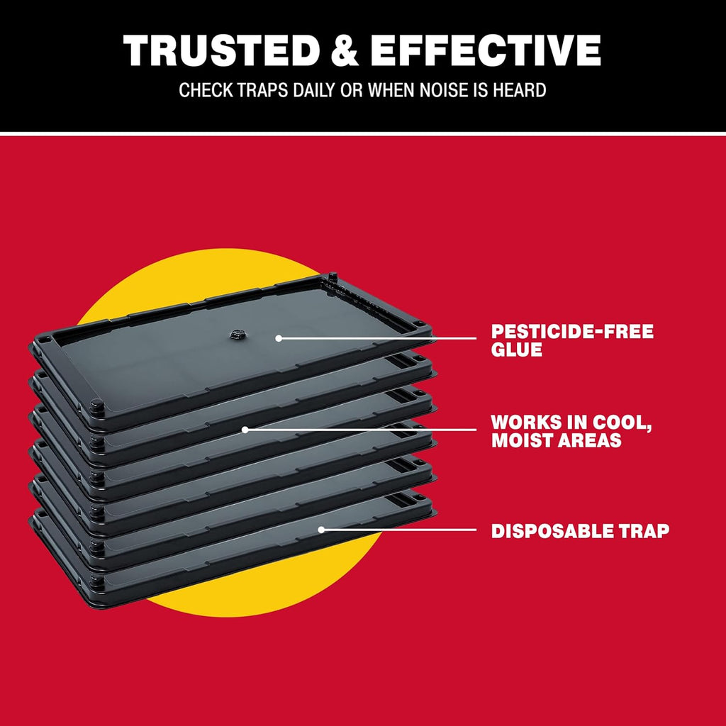 Catchmaster Rat, Snake and Mouse Traps 10Pk, Large Bulk Glue Rat Traps for Home, Adhesive Plastic Tray for Inside House, Snake, Mice, & Spider Catcher, Pest Control for House & Garage