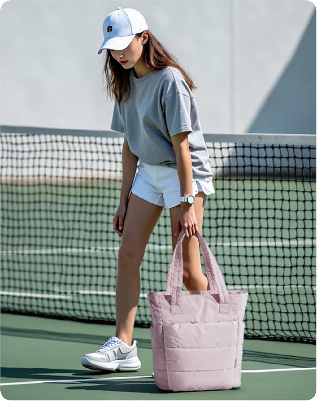 BAGSMART Tote Bag for Women, Lightweight Puffy Tote Bag with Compartments Shoulder Bag Handbag for Travel, Work, Gym