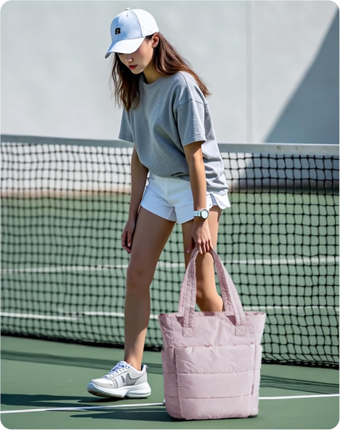 BAGSMART Tote Bag for Women, Lightweight Puffy Tote Bag with Compartments Shoulder Bag Handbag for Travel, Work, Gym