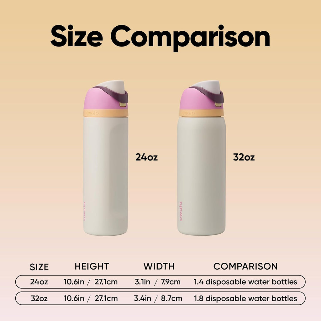 Owala FreeSip Insulated Stainless Steel Water Bottle with Straw, BPA-Free Sports Water Bottle, Great for Travel, 24 Oz, Denim