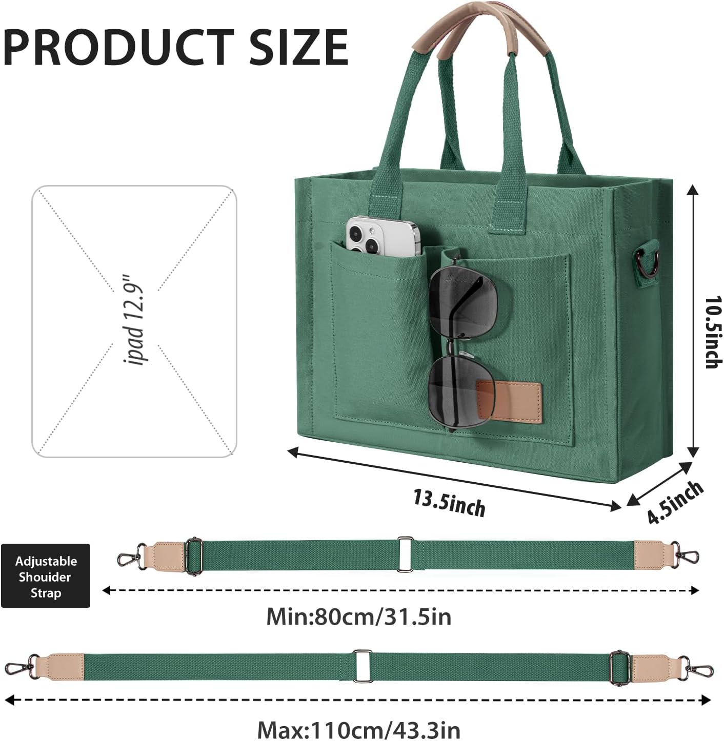 Tote Bags for Women Canvas Tote Purse Crossbody with Pockets Top Handle Shoulder Satchel Bag for Women