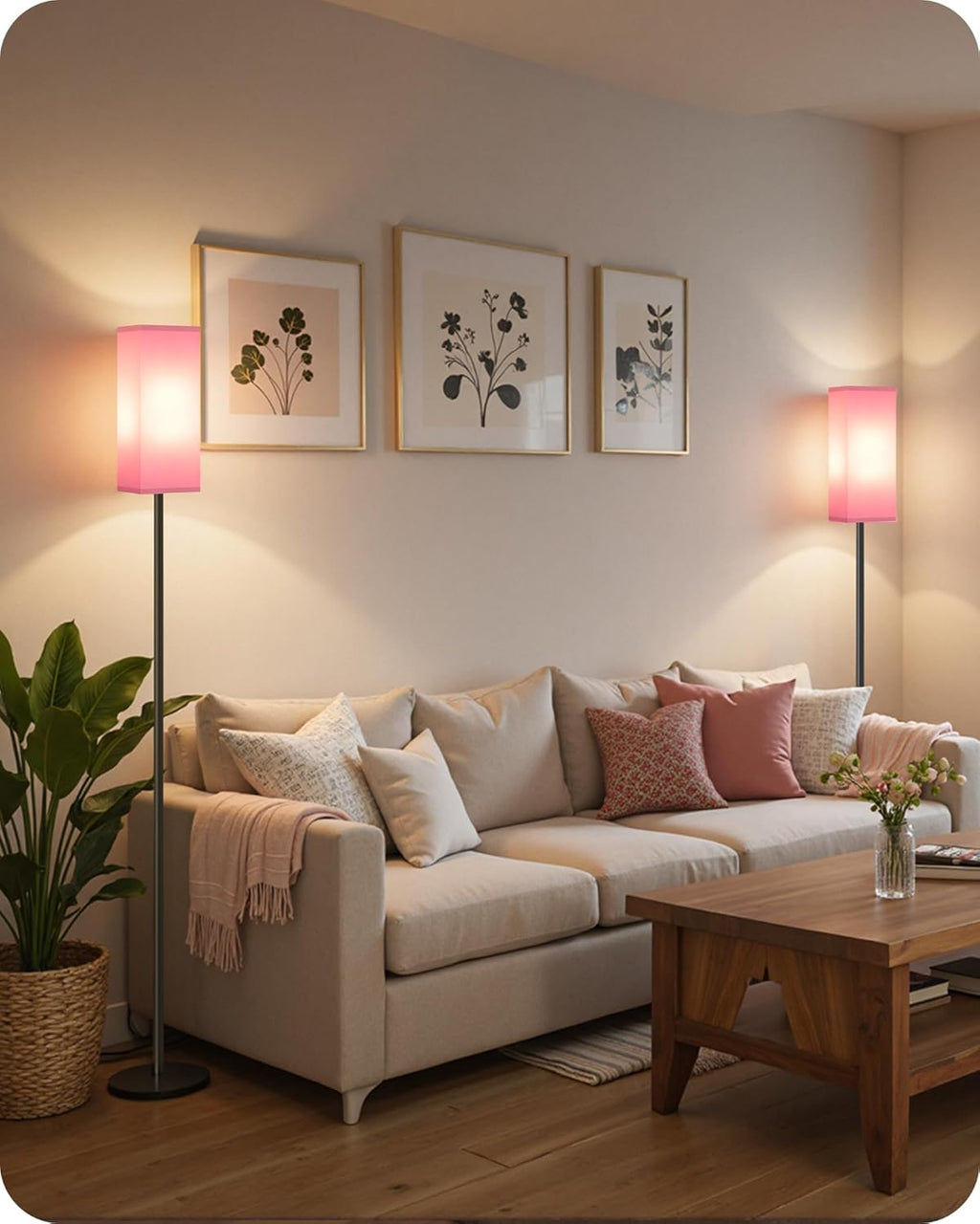 64.6" Floor Lamp, Pole with Foot Switch, Modern Standing Lamp Lampshade, Minimalist Freestanding Lamp (Bulb Not Included), for Living Room, Bedroom Office ETL Listed, Black and Beige E07LD05