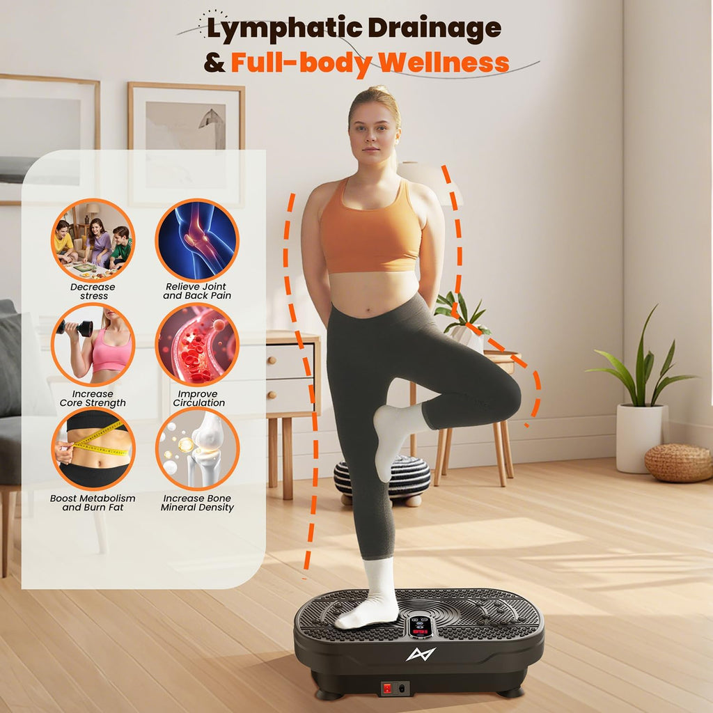 AXV Vibration Plate Fitness Platform Exercise Machine Vibrating Shaking Full Body Shaker Workout Vibrate Stand Shake Board Sport Gym for Weight Loss Fat Burner for Women Men