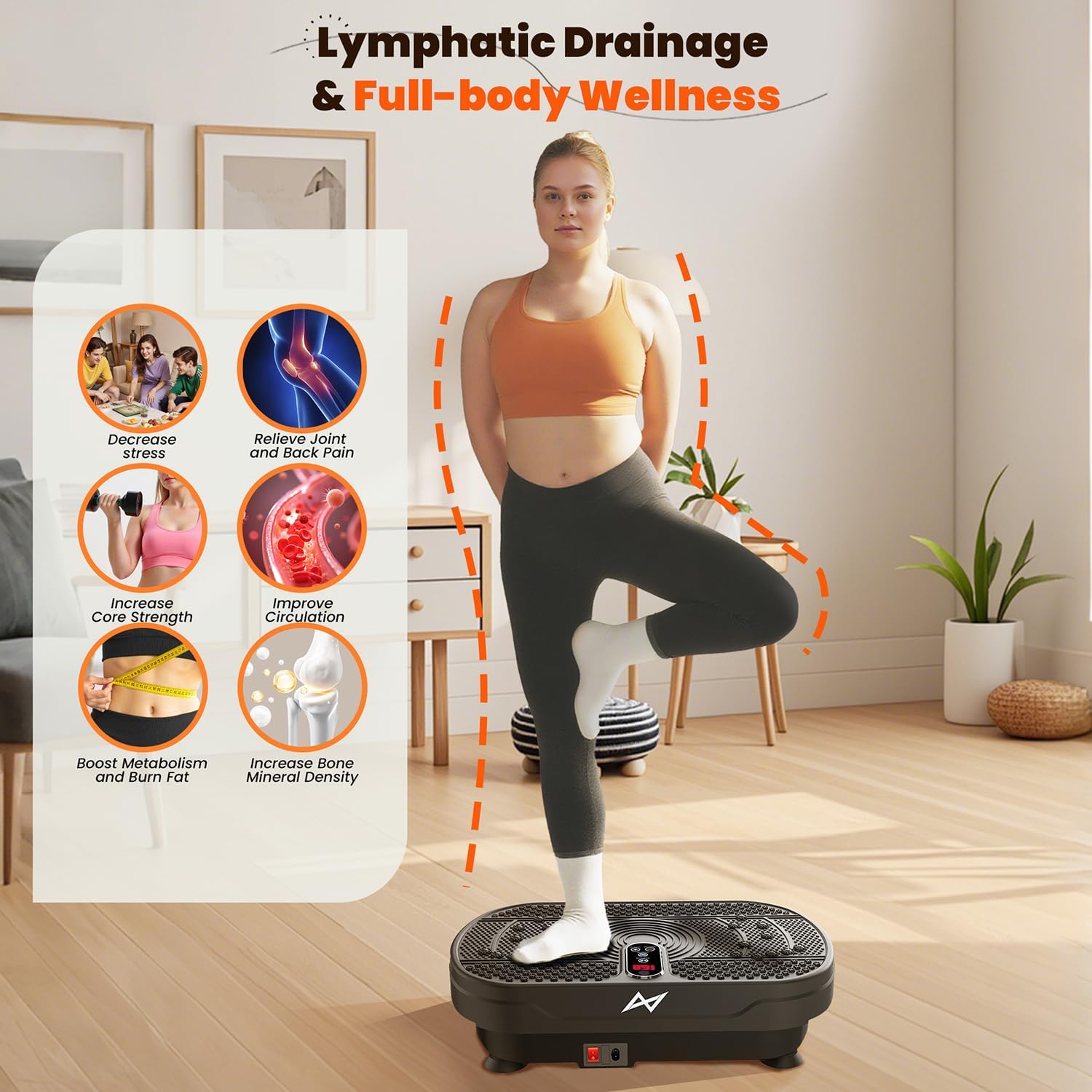 AXV Vibration Plate Fitness Platform Exercise Machine Vibrating Shaking Full Body Shaker Workout Vibrate Stand Shake Board Sport Gym for Weight Loss Fat Burner for Women Men