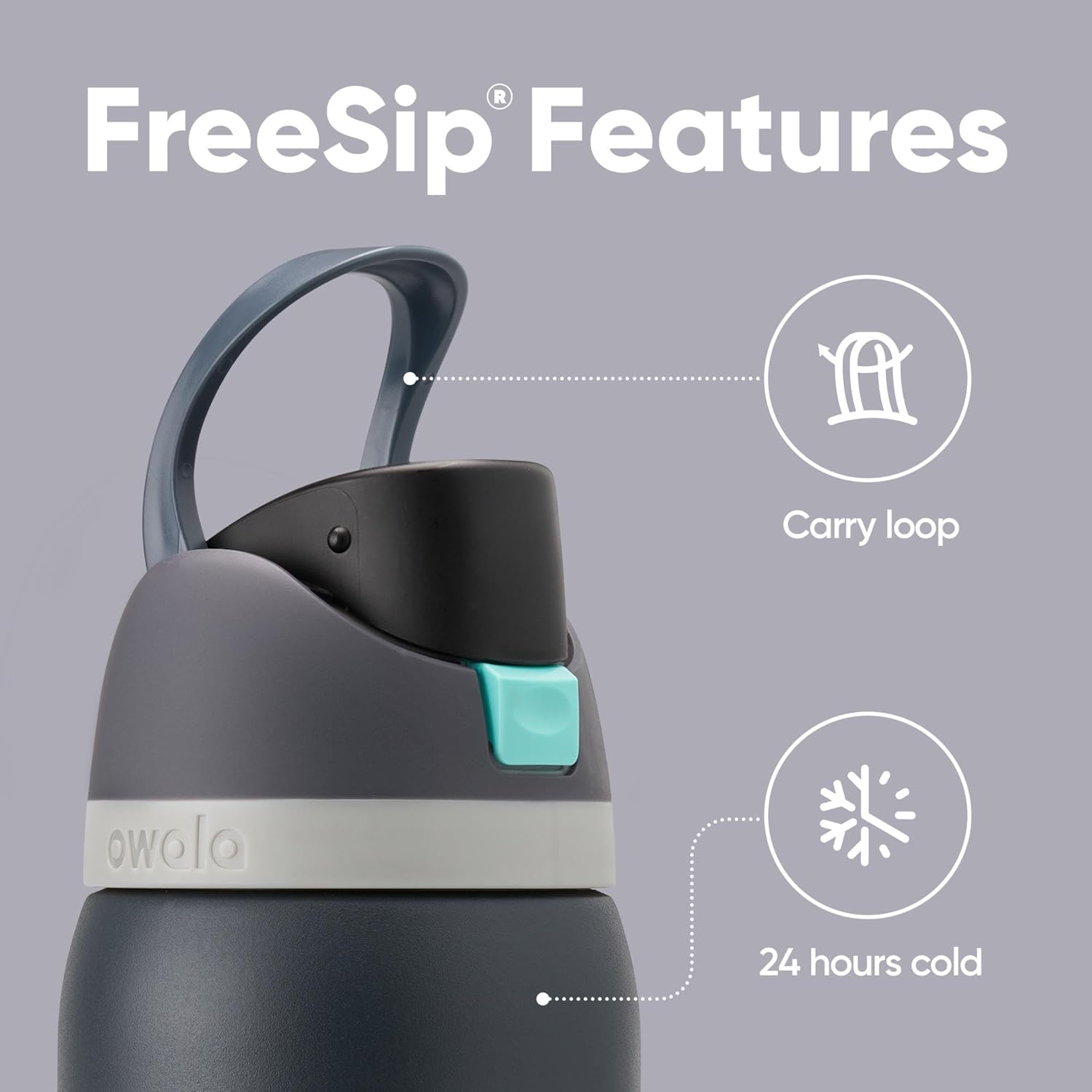 Owala FreeSip Insulated Stainless Steel Water Bottle with Straw, BPA-Free Sports Water Bottle, Great for Travel, 24 Oz, Denim