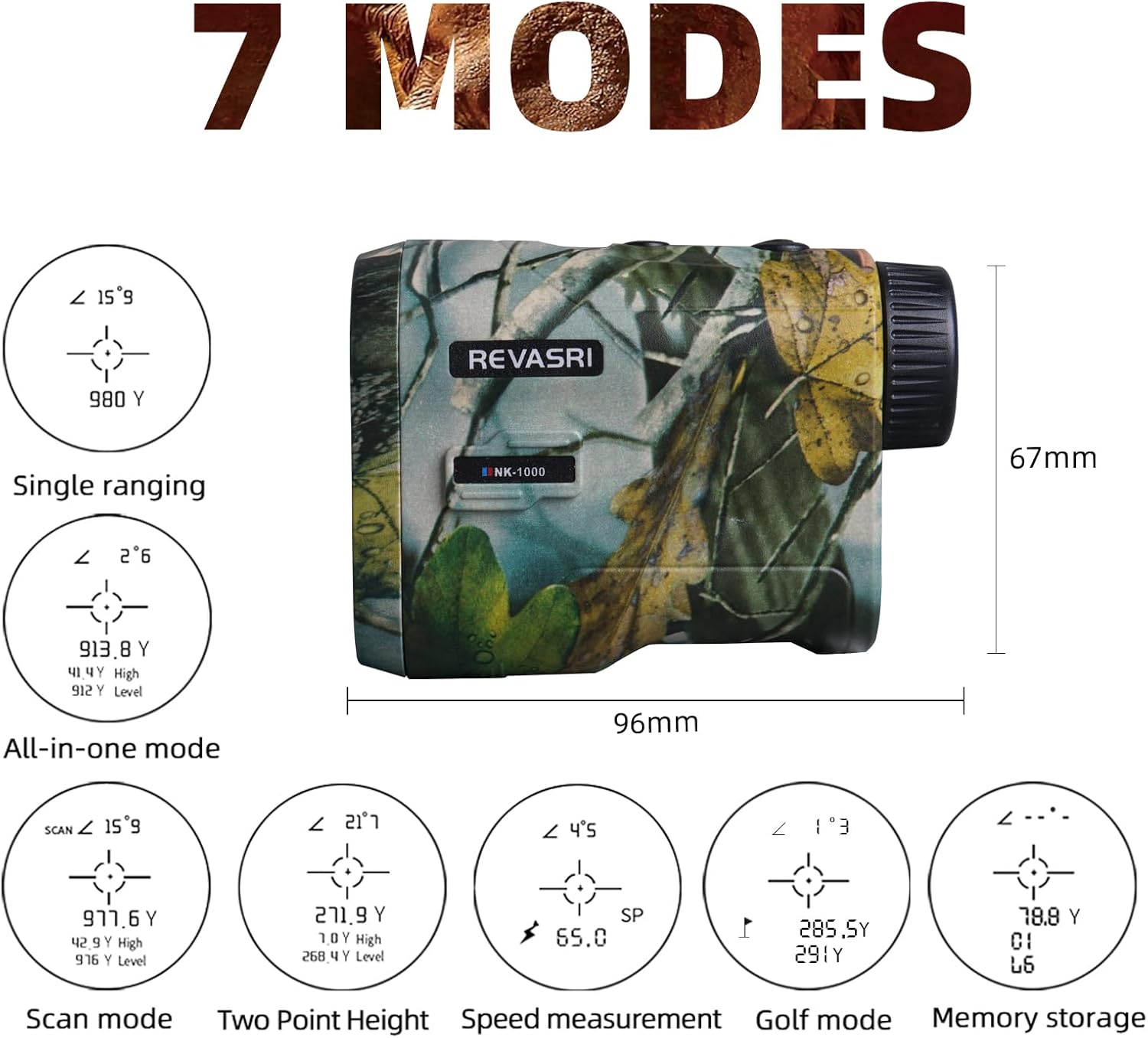 REVASRI Hunting Laser Rangefinder with Rechargeable Battery 1000 Yards Hunting Range Finder with Target Acquisition Technology Easy-to-Use Clear Accurate Rangefinders for Hunters