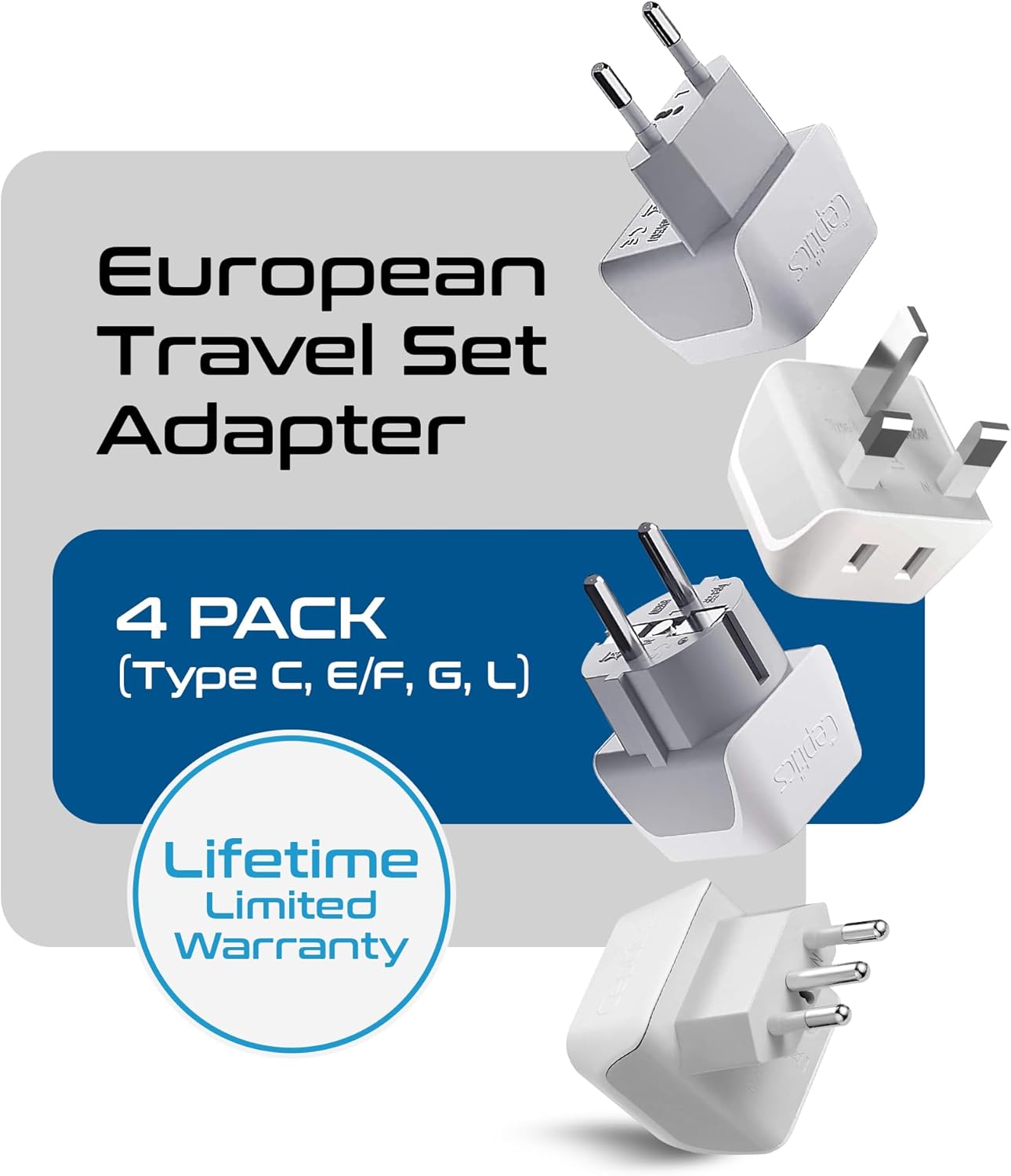 Ceptics Universal Travel Adapter, 35W International Power Adapter with PD & QC 3.0 Dual USB-C, 3 USB Travel Adapter Worldwide, Type I C G A Outlets 110V 220V A/C - EU Euro US UK (11-KU)