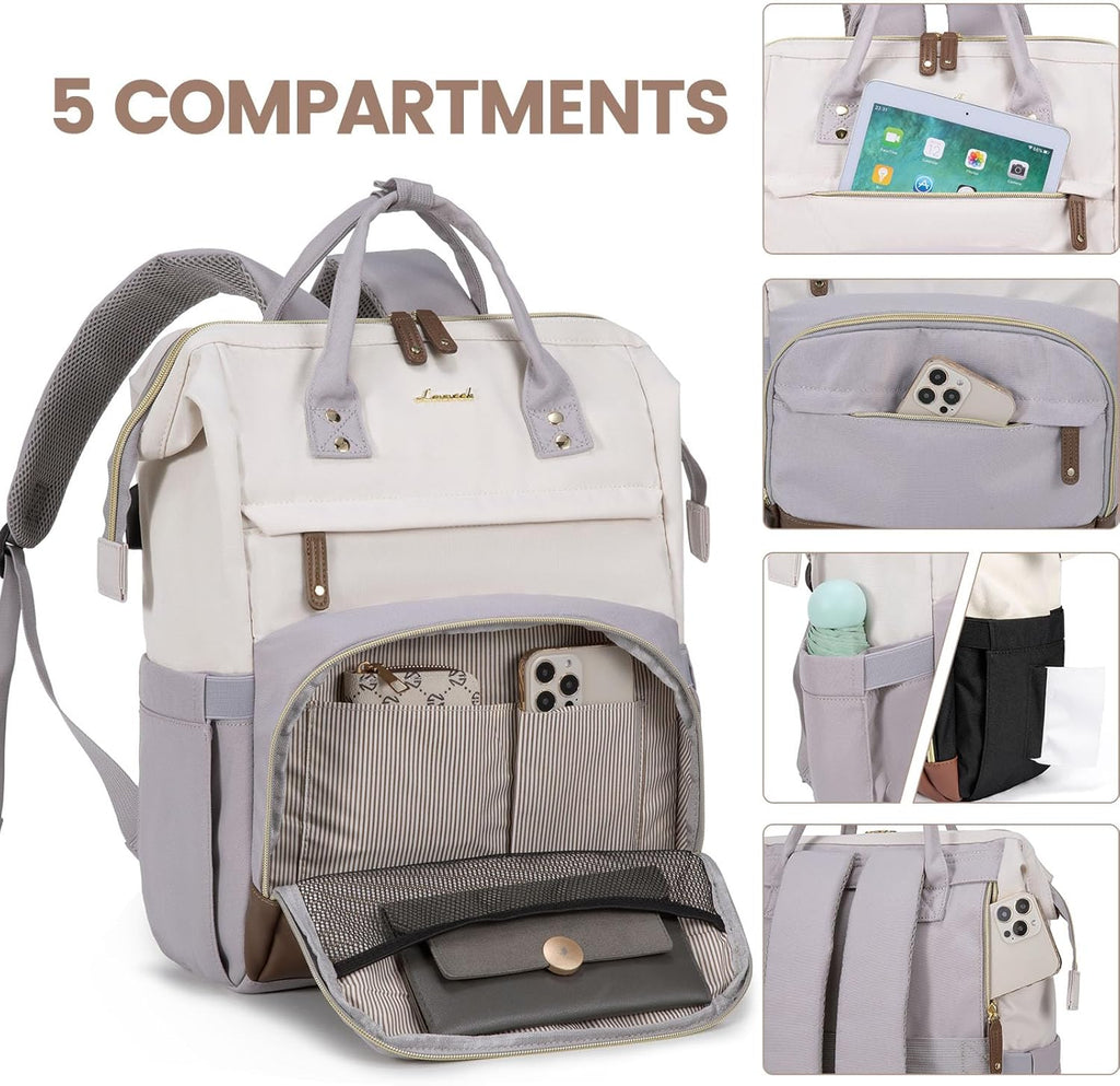 LOVEVOOK Laptop Backpack for Women, 15.6 Inch Work Business Backpacks Purse With Large Capacity, Waterproof Nurse Bag College Bookbag for School, Waterproof Casual Daypack for Travel