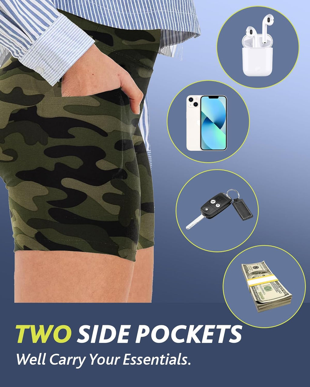 CAMPSNAIL Biker Shorts Women with Pockets - 3"/5"/8" High Waisted Workout Spandex Tummy Control Gym Running Yoga Shorts