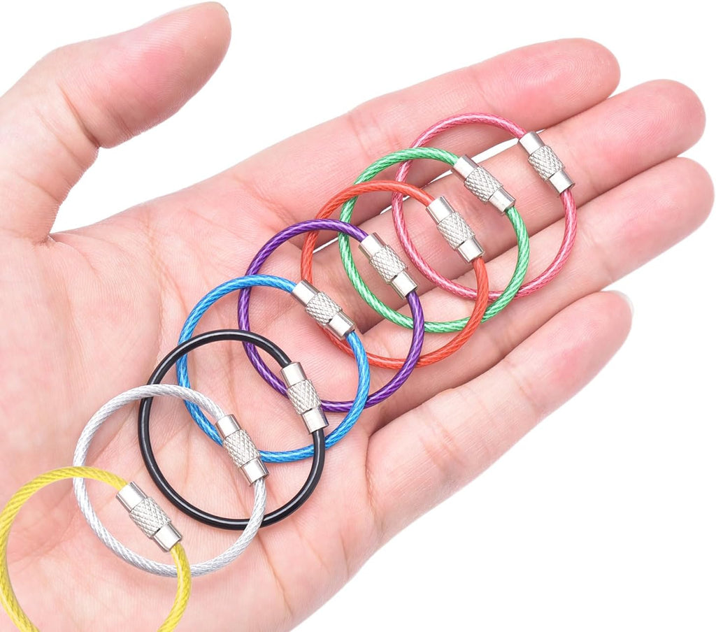CooBigo 16 Pack Stainless Steel Loops 2mm Coated Wire Keychain Cable Large Keyrings 6 inch Key Chain for Luggage Tags, Key Tags, Keyrings, Kitchen utensils, Duster-Assorted Colors