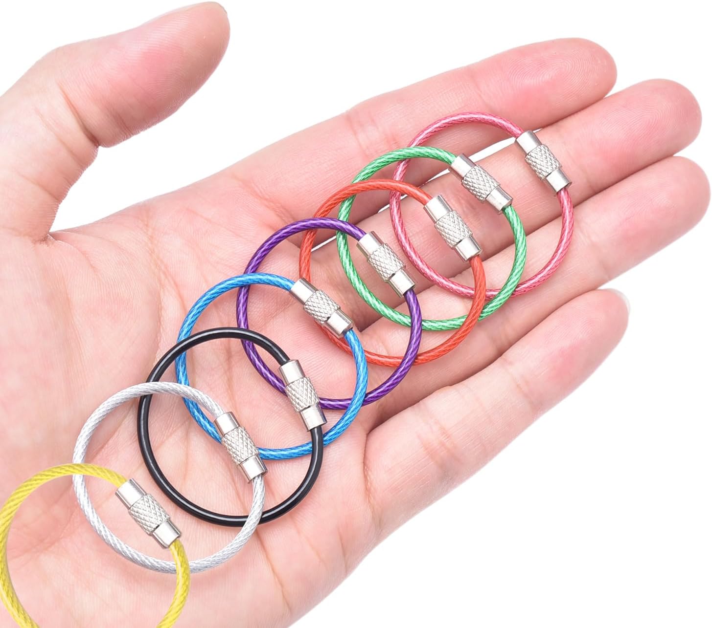 CooBigo 16 Pack Stainless Steel Loops 2mm Coated Wire Keychain Cable Large Keyrings 6 inch Key Chain for Luggage Tags, Key Tags, Keyrings, Kitchen utensils, Duster-Assorted Colors