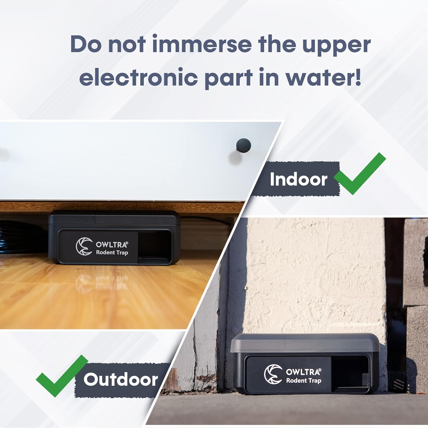 OWLTRA OW-2 Indoor Electric Mouse Trap 2 PCS, Instant Kill Rodent Zapper with Pet Safe Trigger, Black