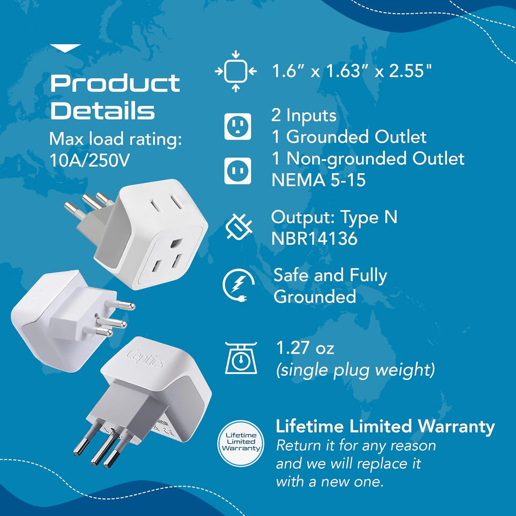 Ceptics Universal Travel Adapter, 35W International Power Adapter with PD & QC 3.0 Dual USB-C, 3 USB Travel Adapter Worldwide, Type I C G A Outlets 110V 220V A/C - EU Euro US UK (11-KU)